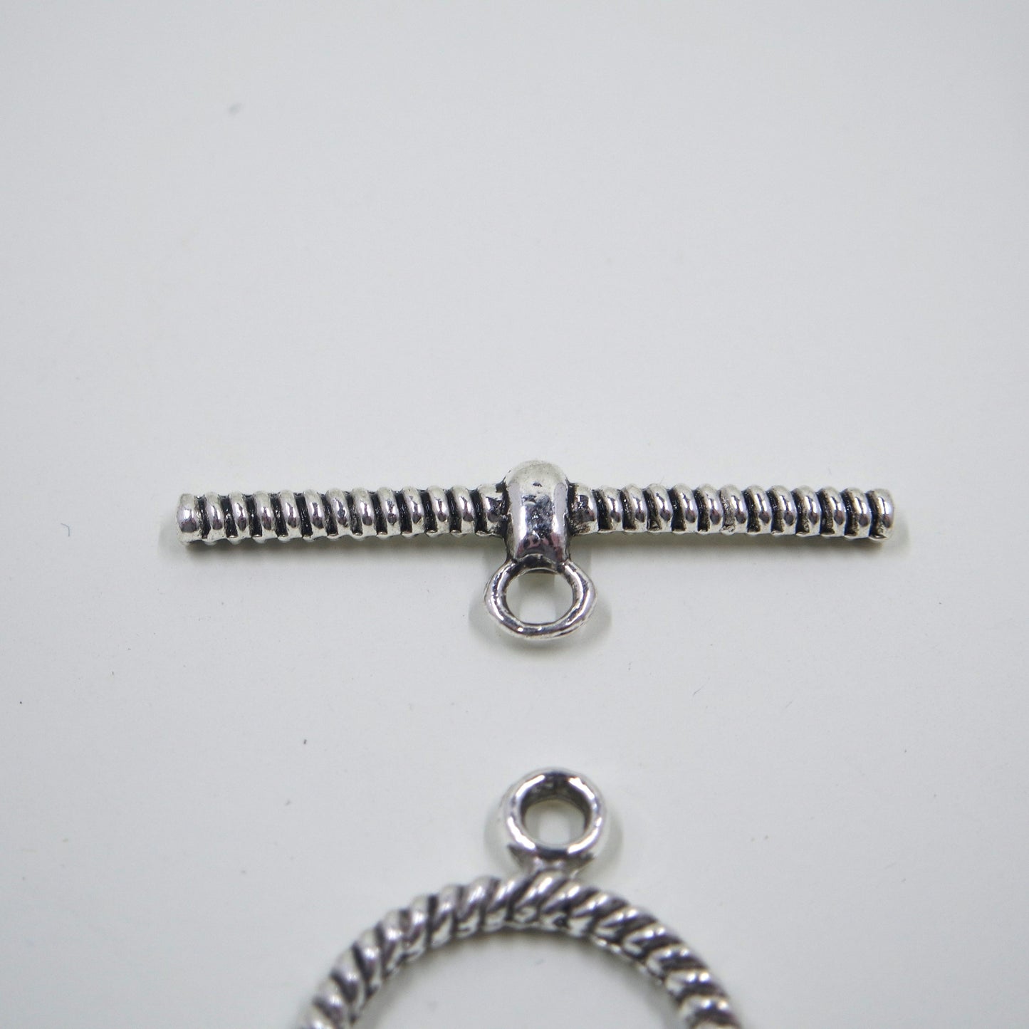 Rope Circle Toggle Clasp Antique Silver Tone