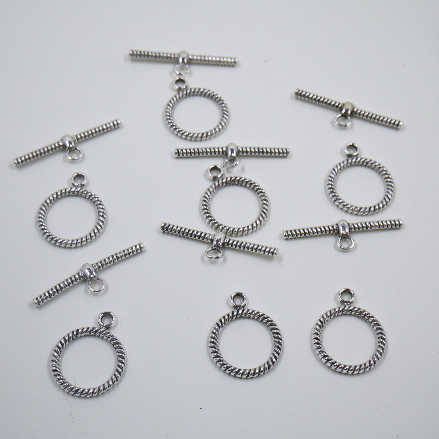 Rope Circle Toggle Clasp Antique Silver Tone