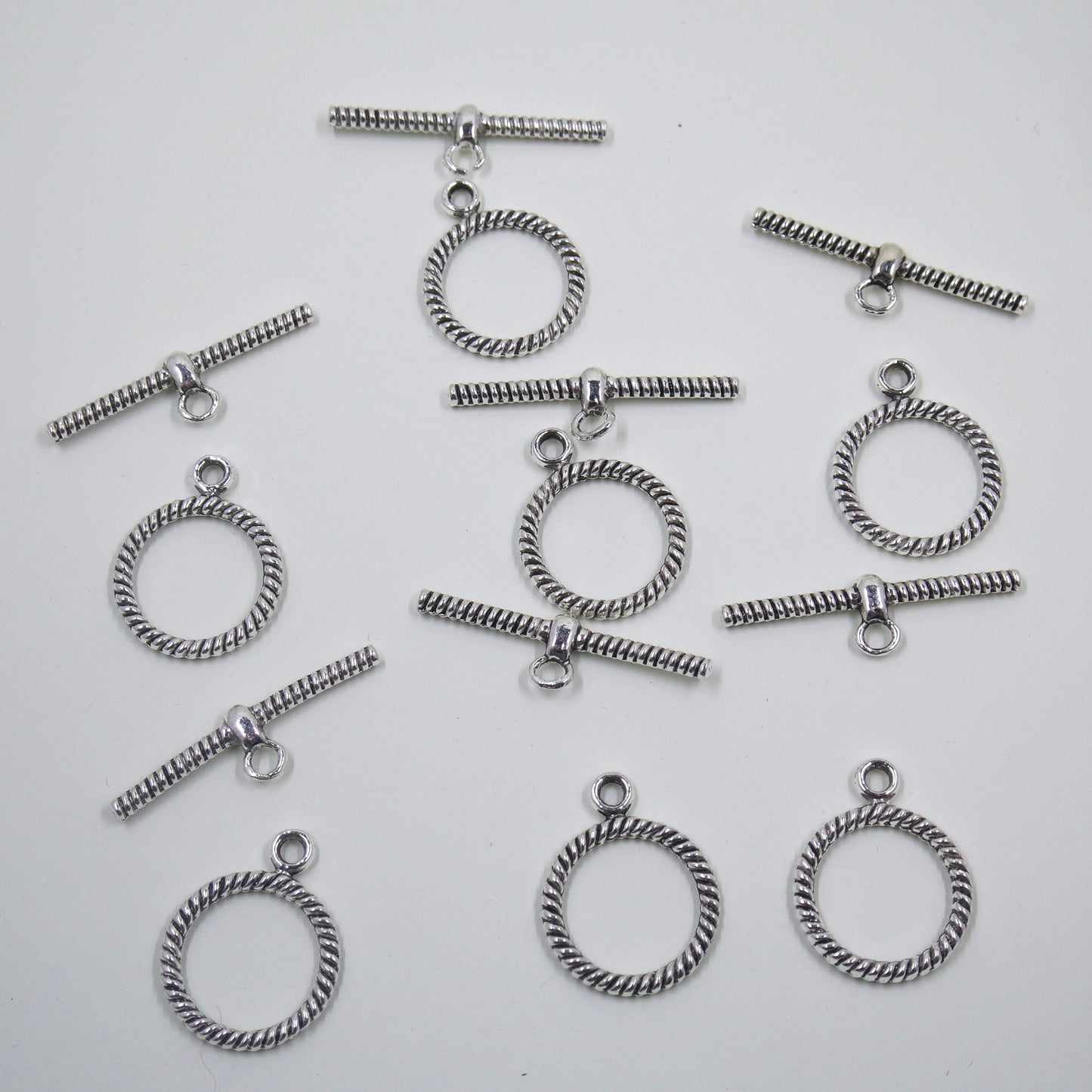 Rope Circle Toggle Clasp Antique Silver Tone