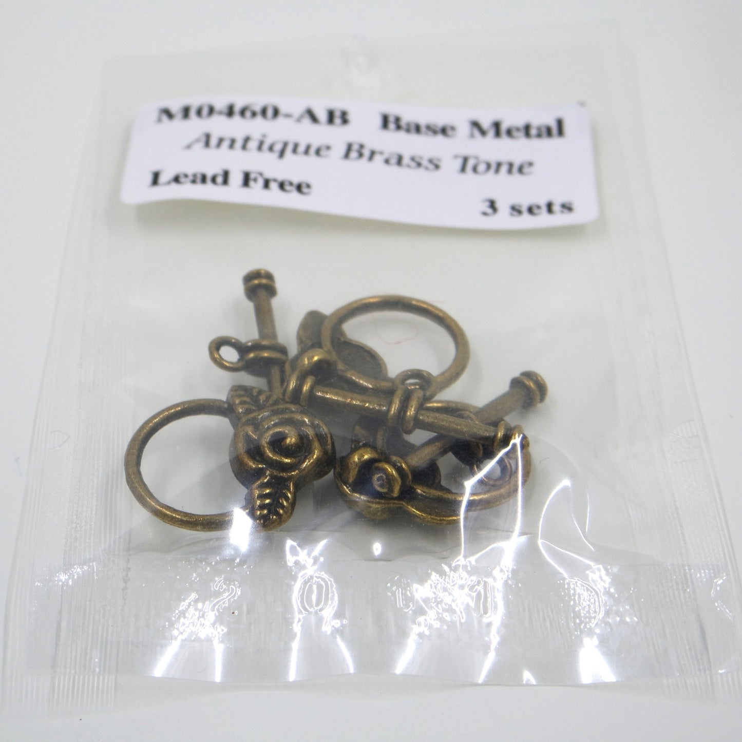 Rose Flower Toggle Clasp Antique Brass Tone
