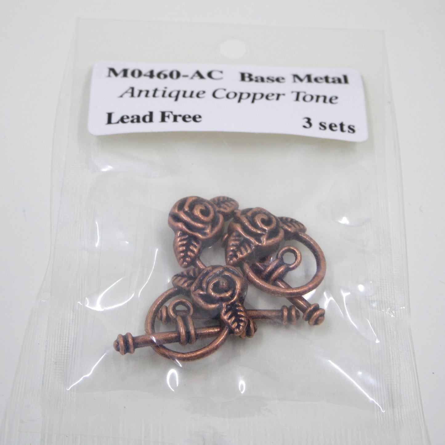 Rose Flower Toggle Clasp Antique Copper Tone