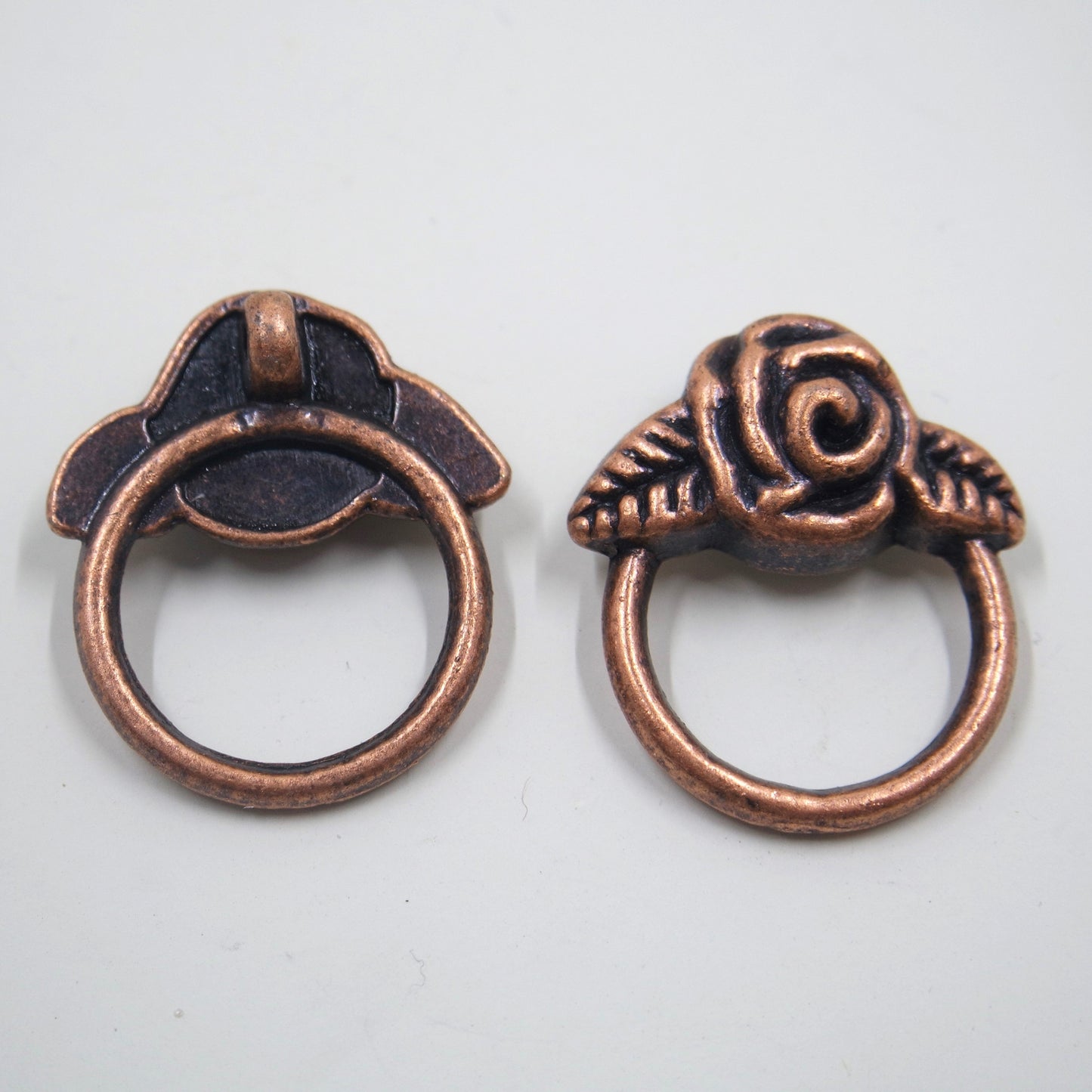 Rose Flower Toggle Clasp Antique Copper Tone