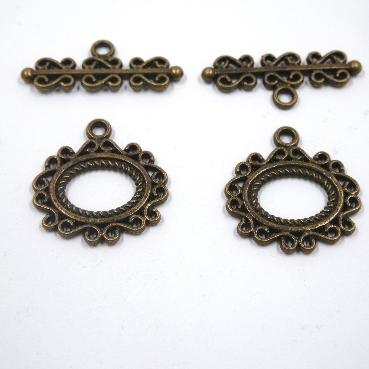 Scroll Frame Toggle Clasp Antique Brass Tone