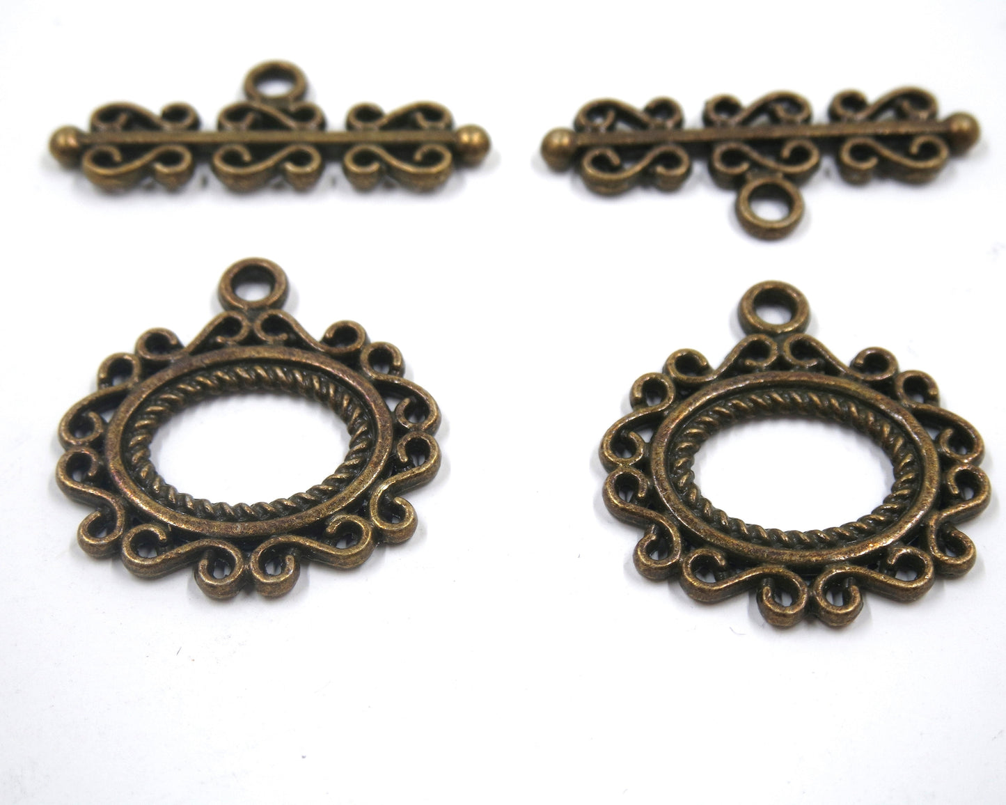 Scroll Frame Toggle Clasp Antique Brass Tone