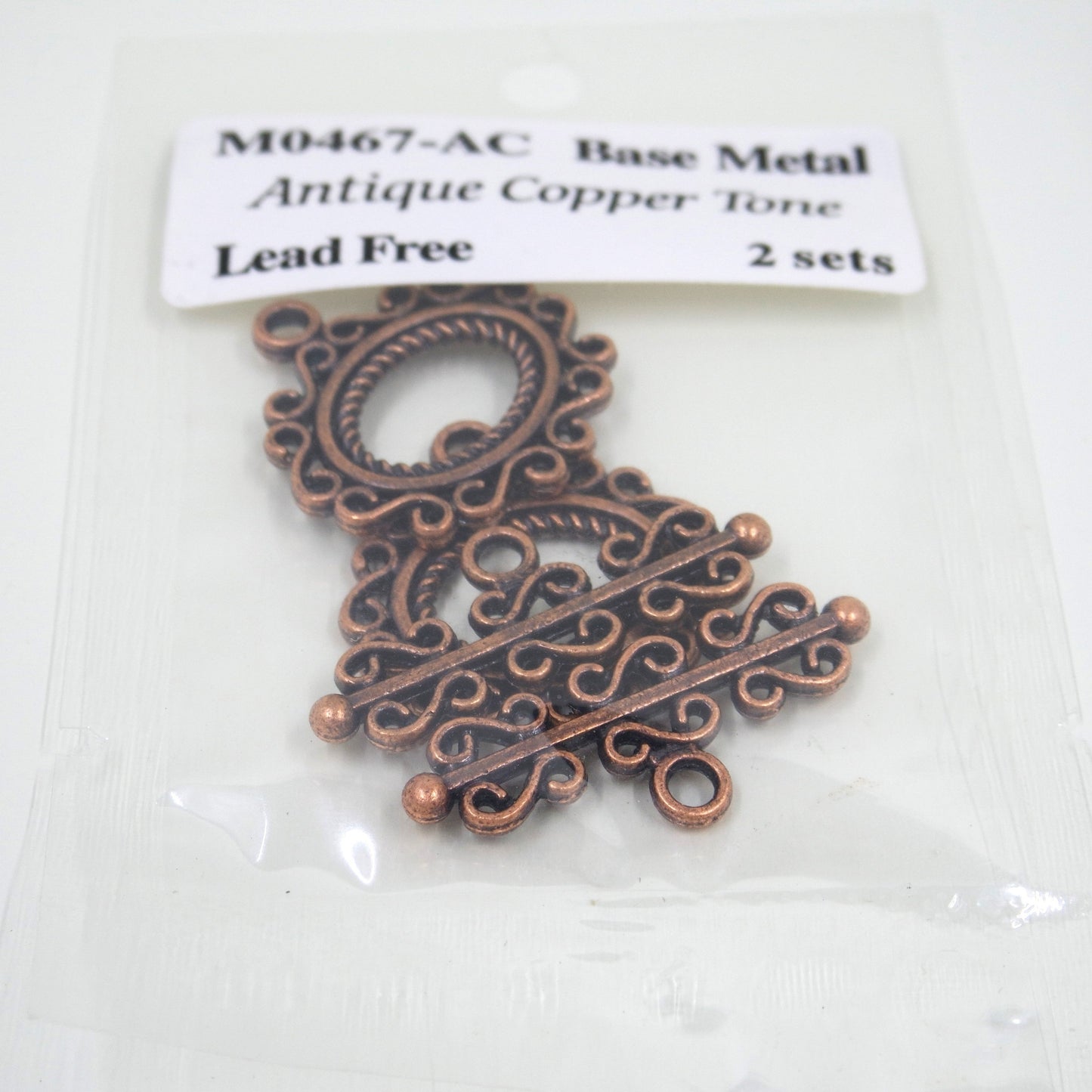 Scroll Frame Toggle Clasp Antique Copper Tone
