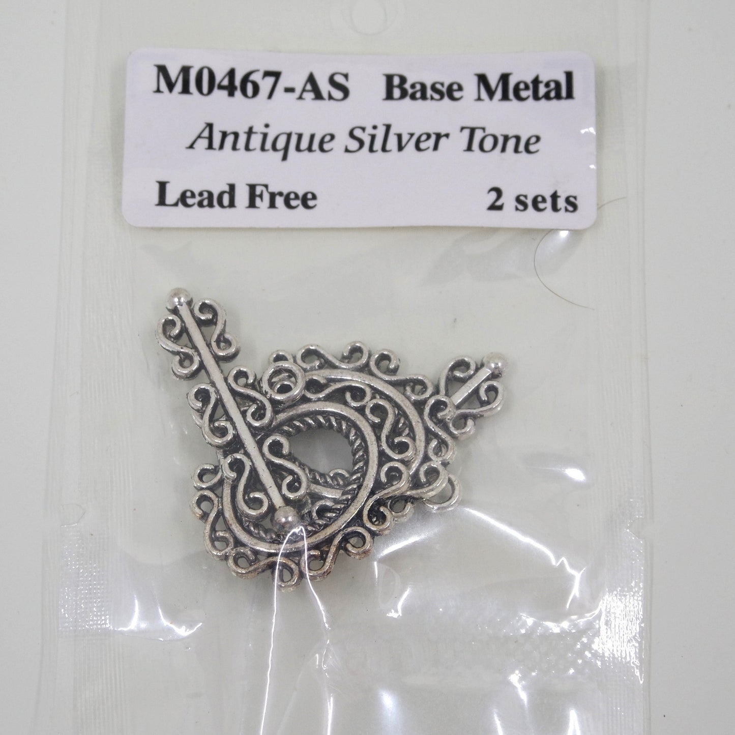 Scroll Frame Toggle Clasp Antique Silver Tone