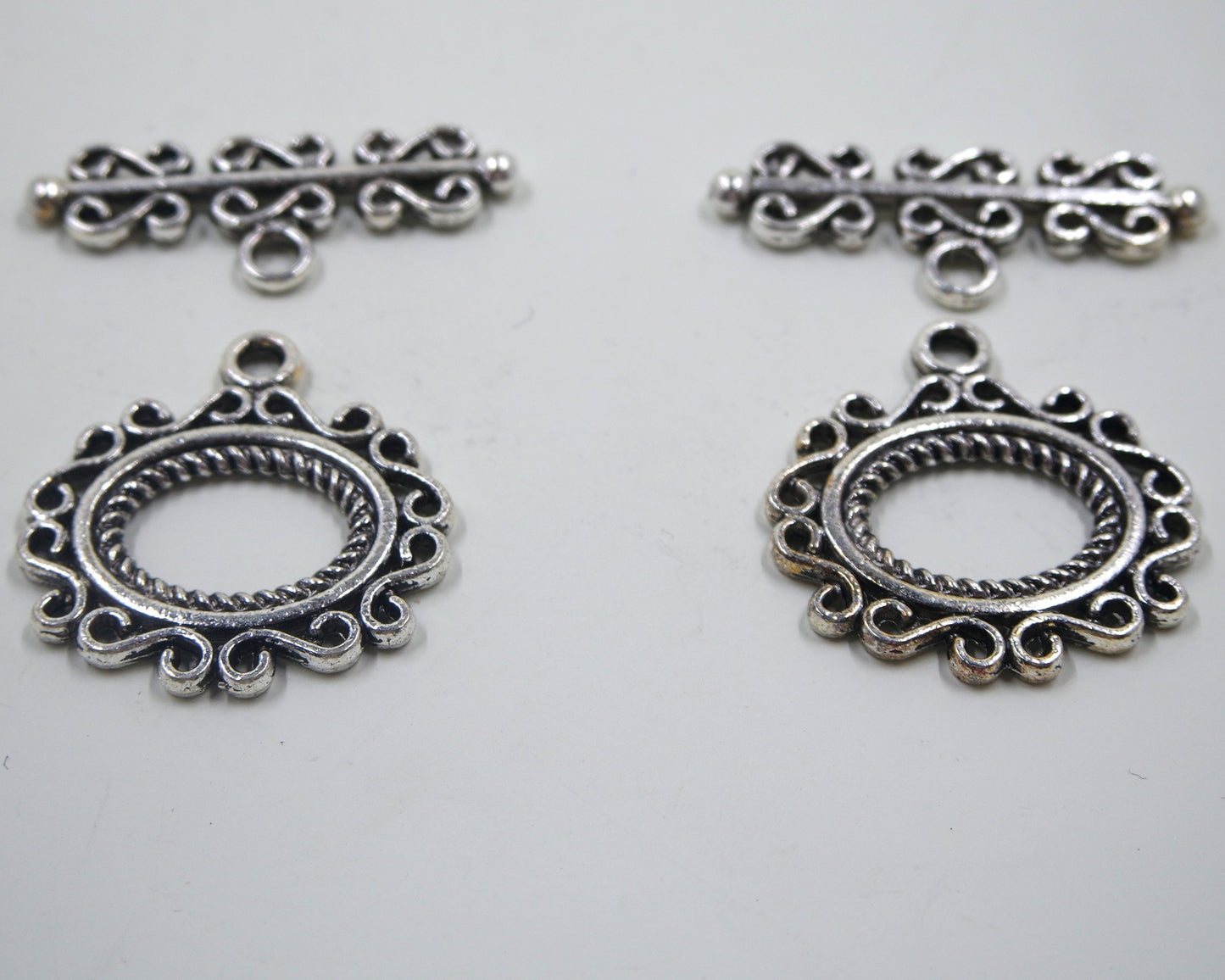 Scroll Frame Toggle Clasp Antique Silver Tone