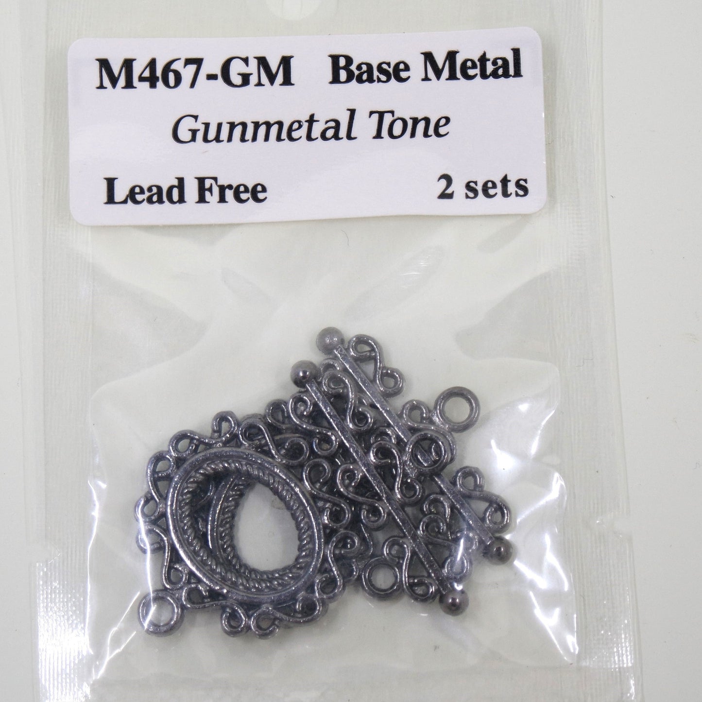 Scroll Frame Toggle Clasp Gunmetal Tone