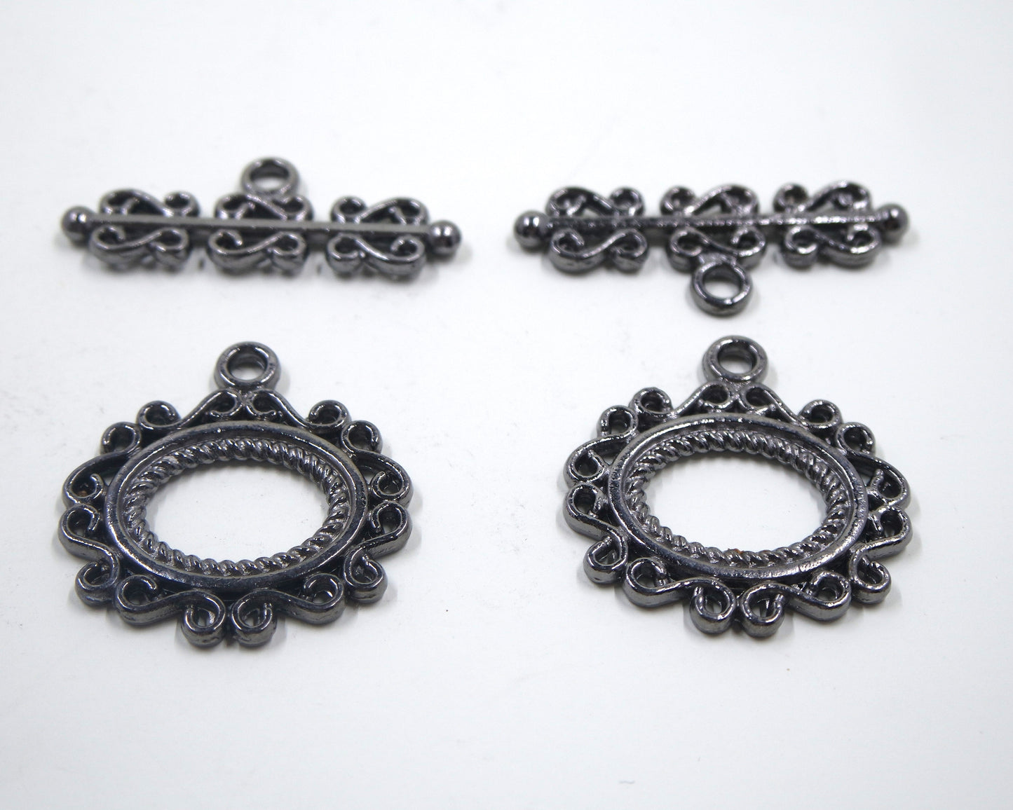 Scroll Frame Toggle Clasp Gunmetal Tone
