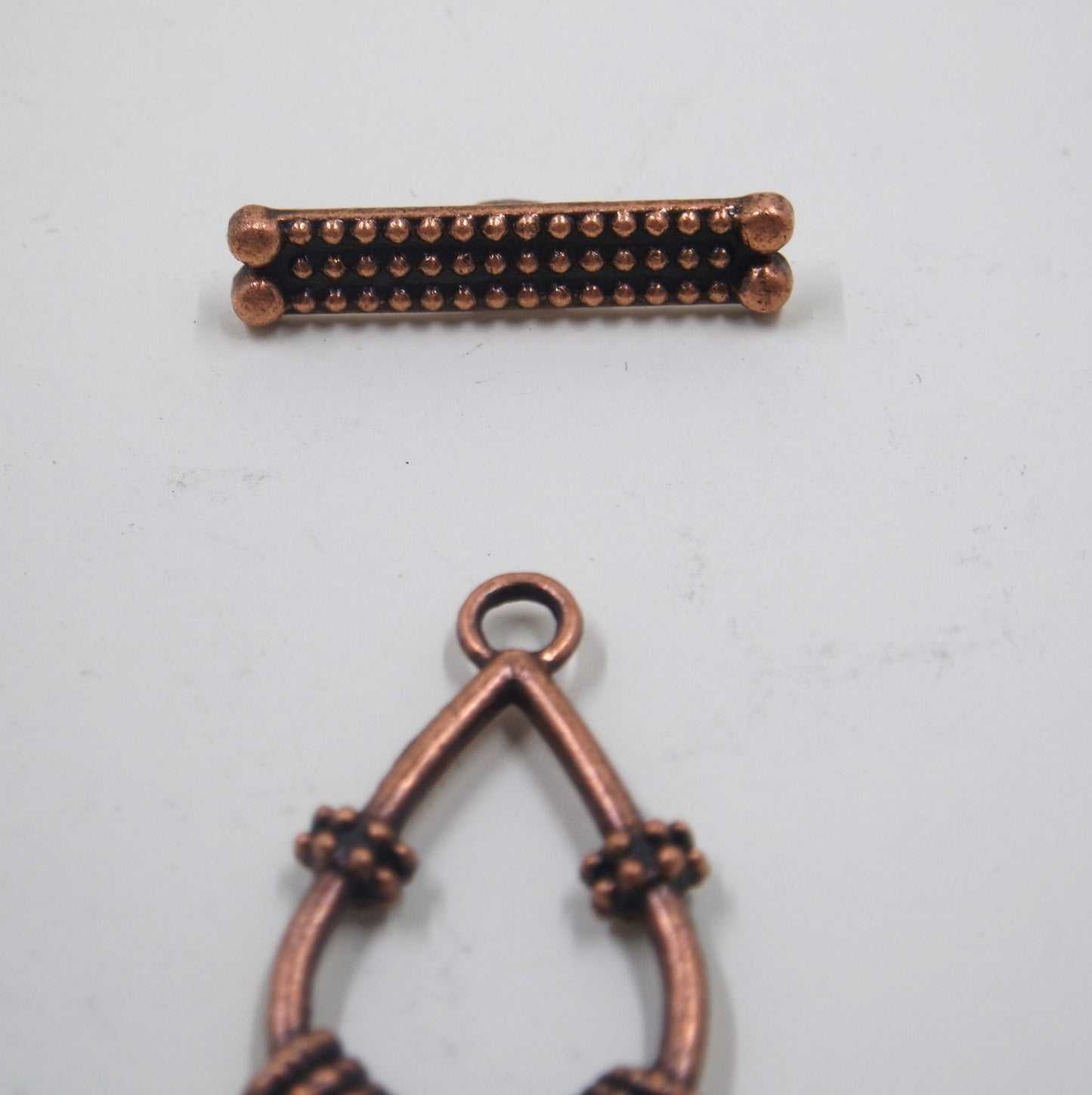 Teardrop Textured Toggle Clasp Antique Copper Tone