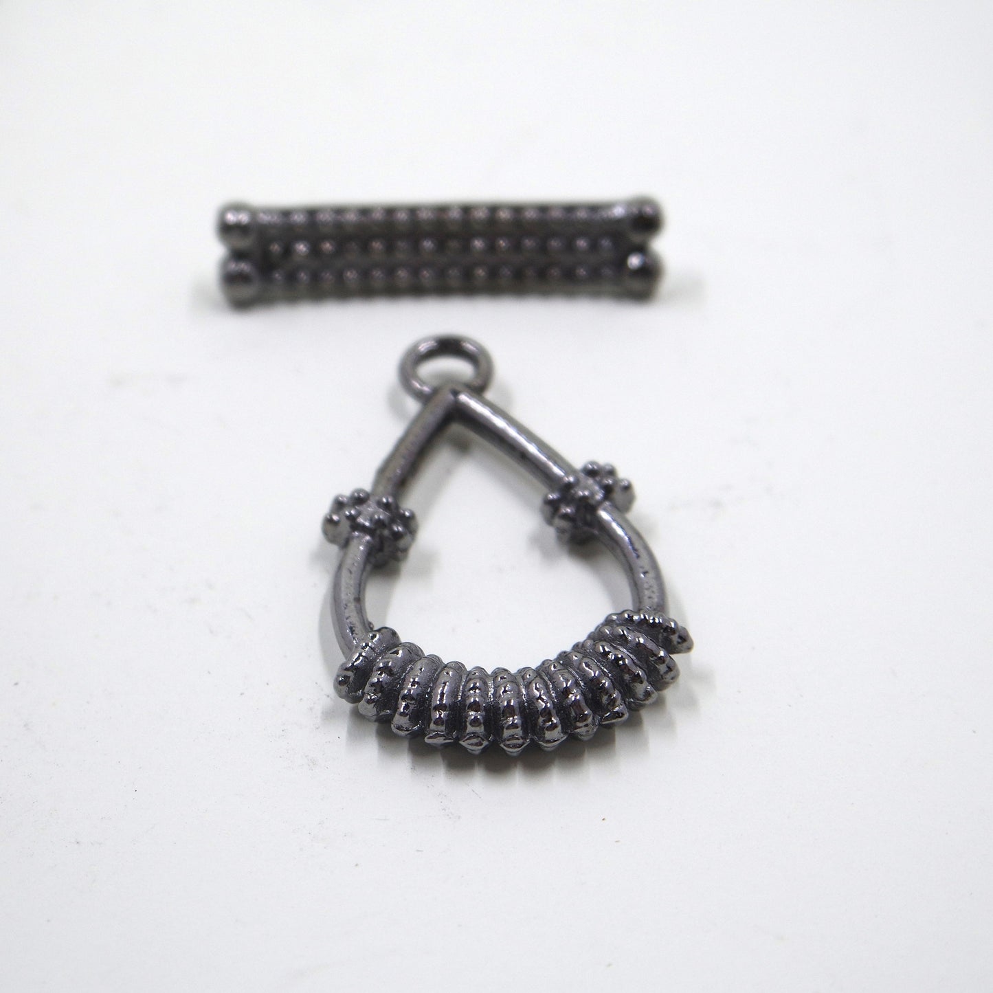 Teardrop Textured Toggle Clasp Gunmetal Tone