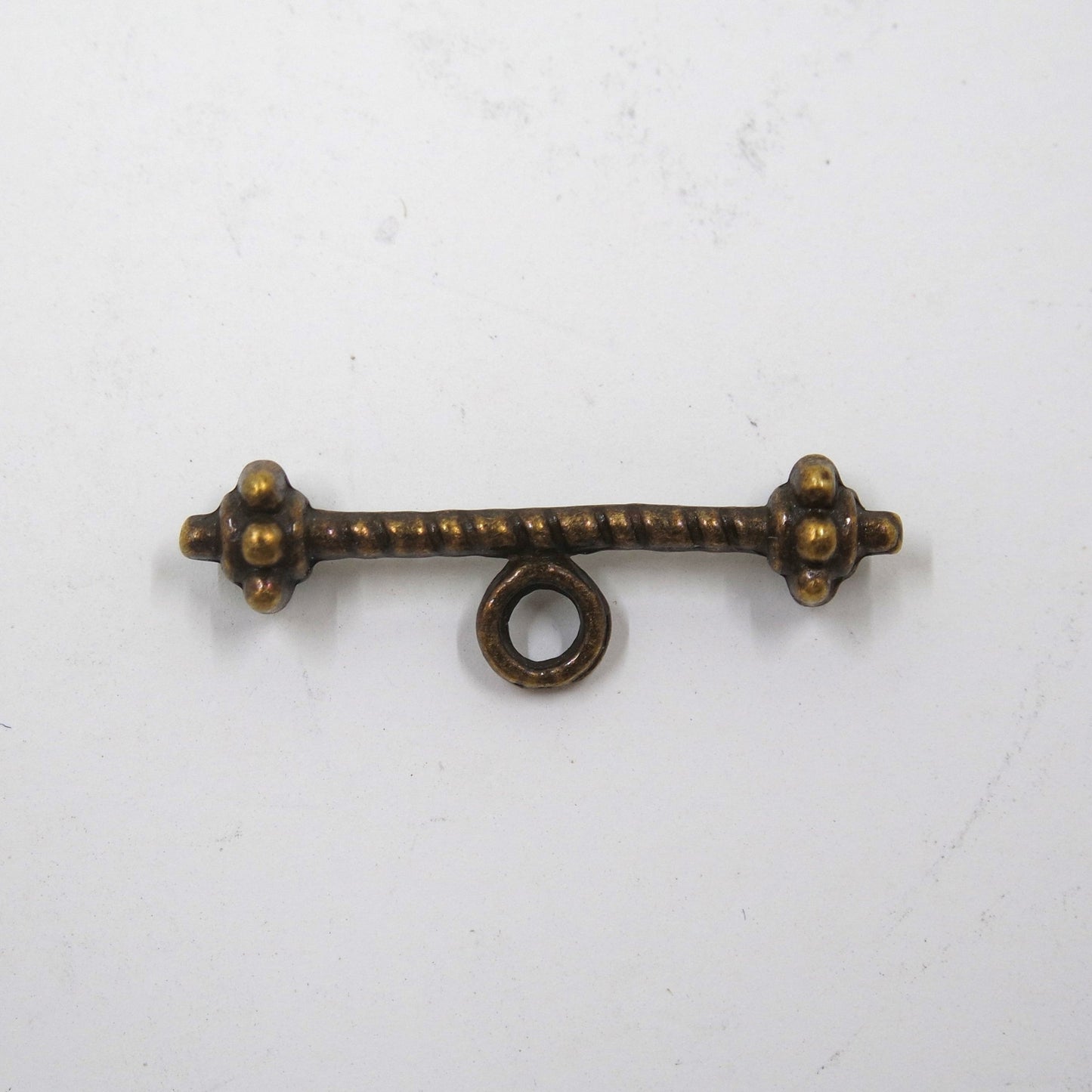 Textured Circle Toggle Clasp Antique Brass Tone