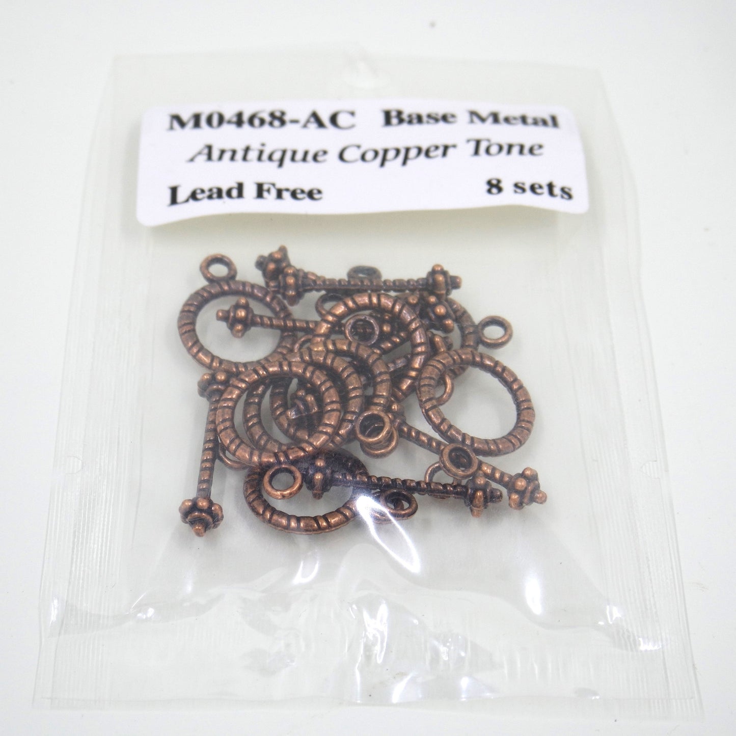 Textured Circle Toggle Clasp Antique Copper Tone