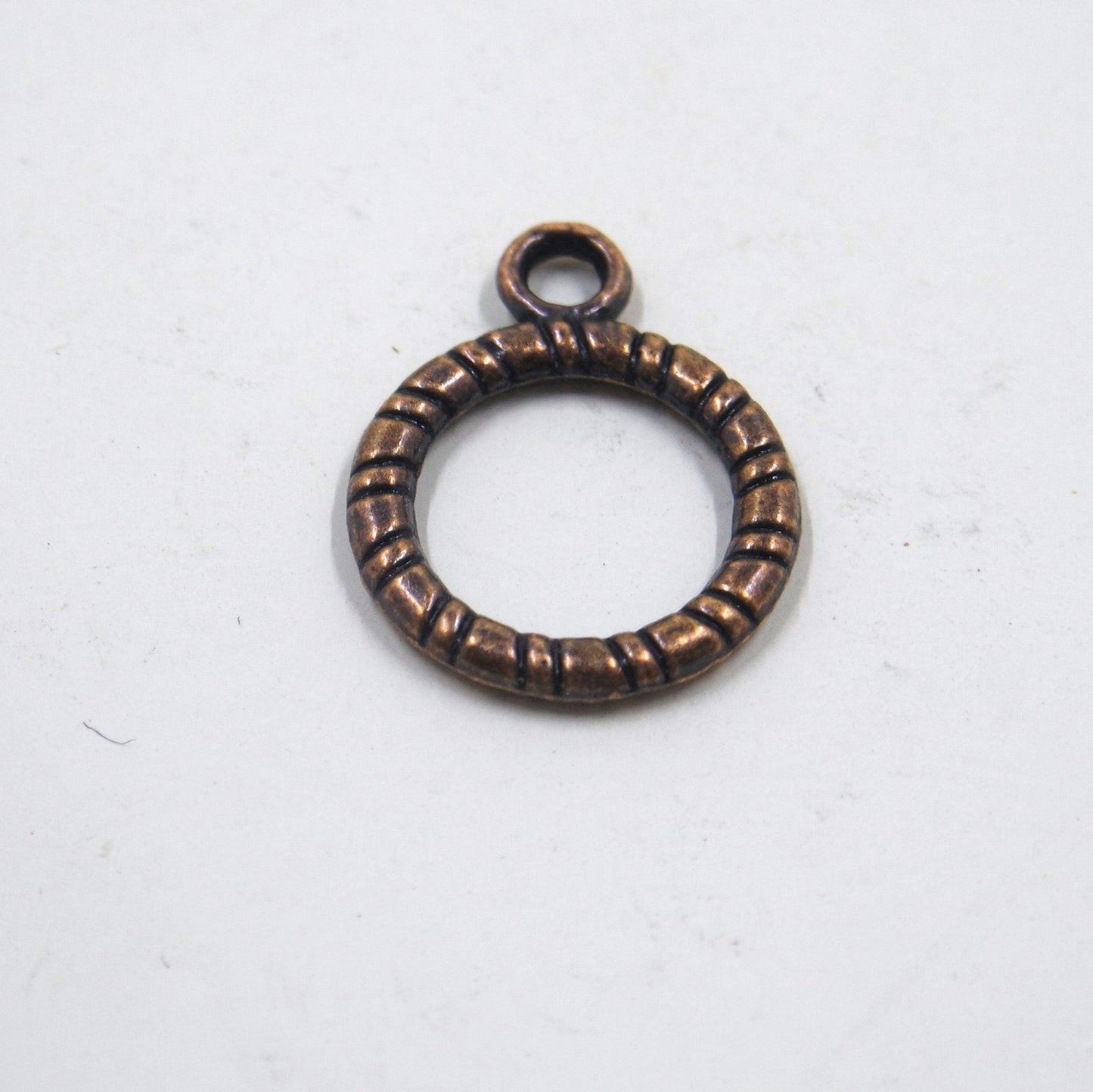 Textured Circle Toggle Clasp Antique Copper Tone