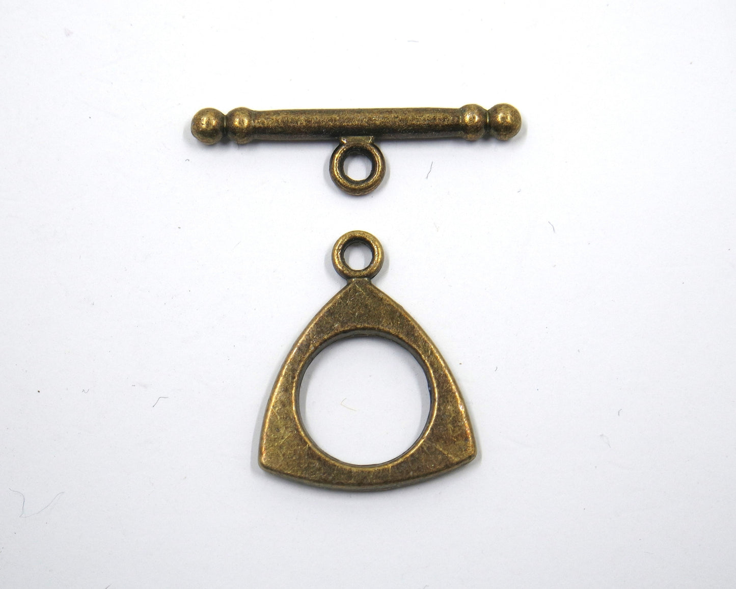 Triangle Circle Toggle Clasp Antique Brass Tone