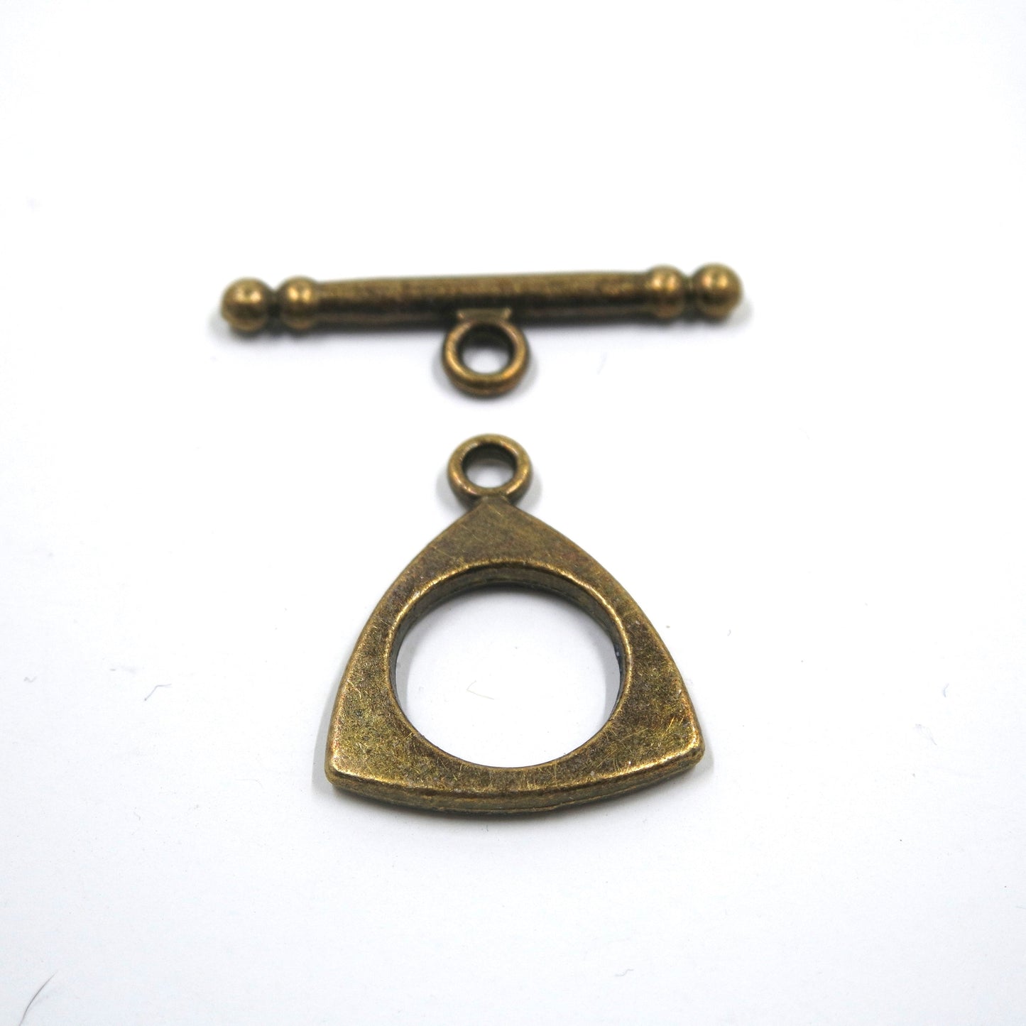 Triangle Circle Toggle Clasp Antique Brass Tone