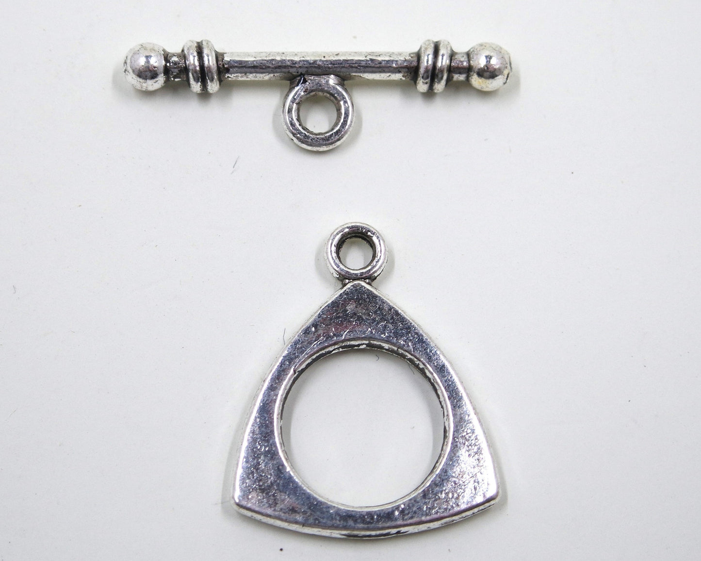 Triangle Circle Toggle Clasp Antique Silver Tone