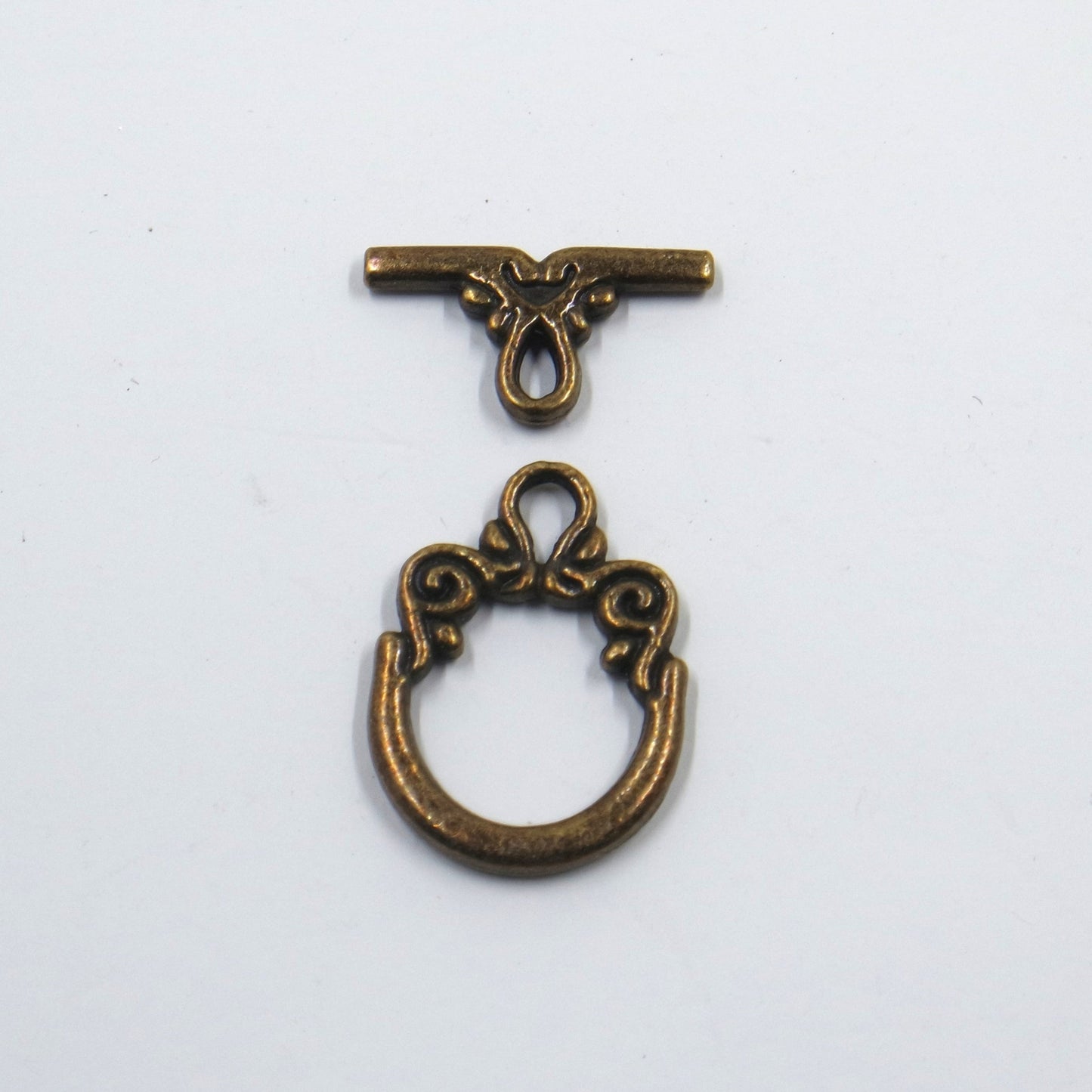 Vine Scroll Swirl Toggle Clasp Antique Brass Tone