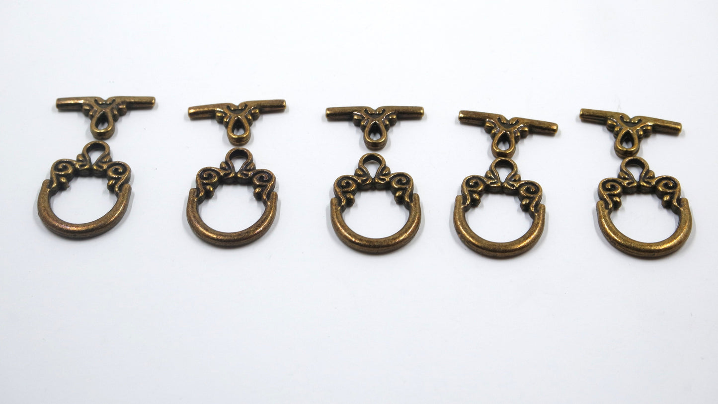 Vine Scroll Swirl Toggle Clasp Antique Brass Tone