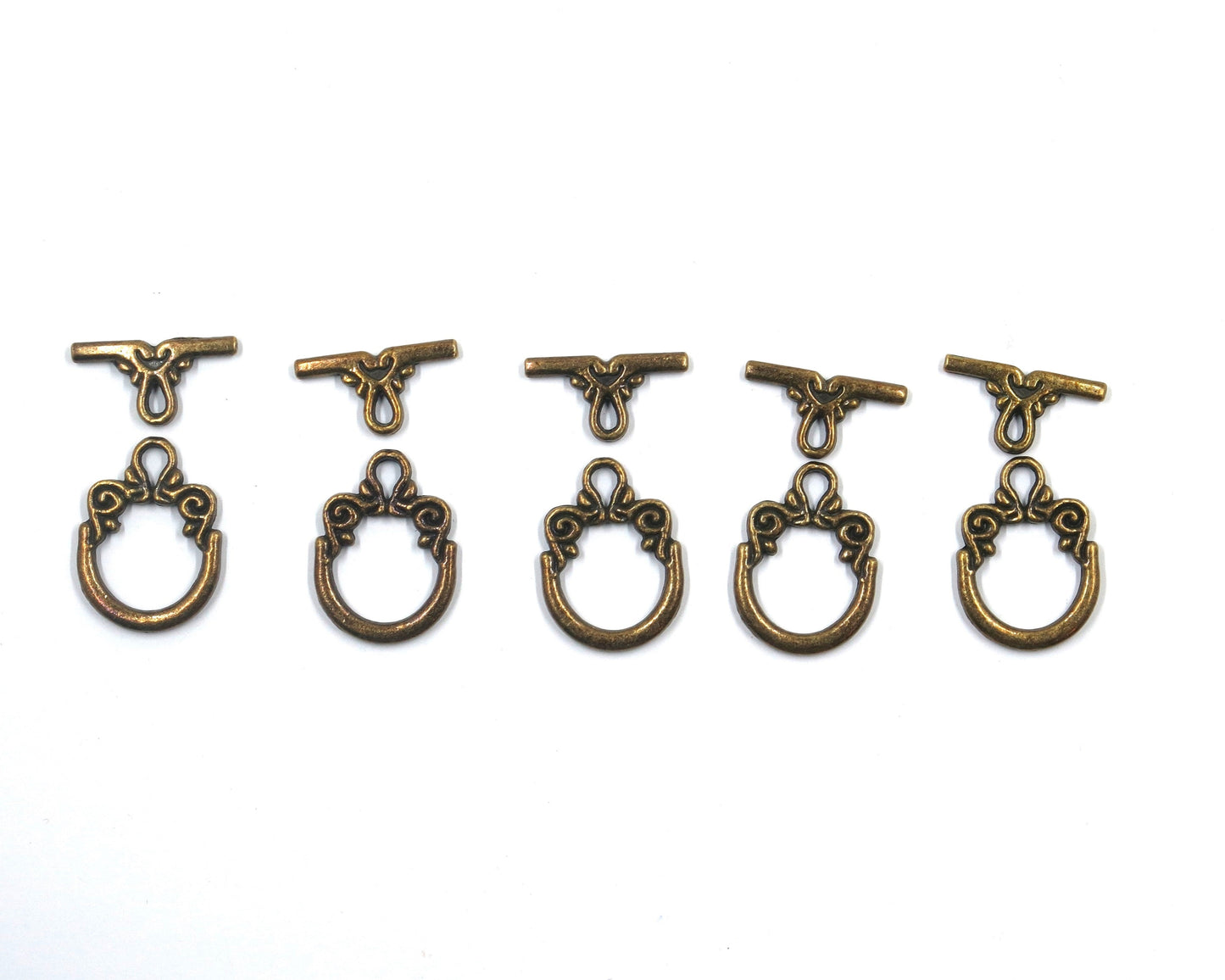 Vine Scroll Swirl Toggle Clasp Antique Brass Tone