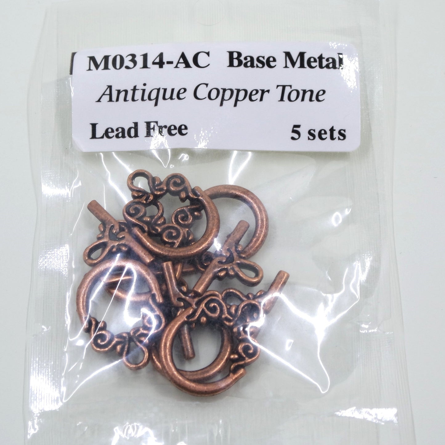 Vine Scroll Swirl Toggle Clasp Antique Copper Tone
