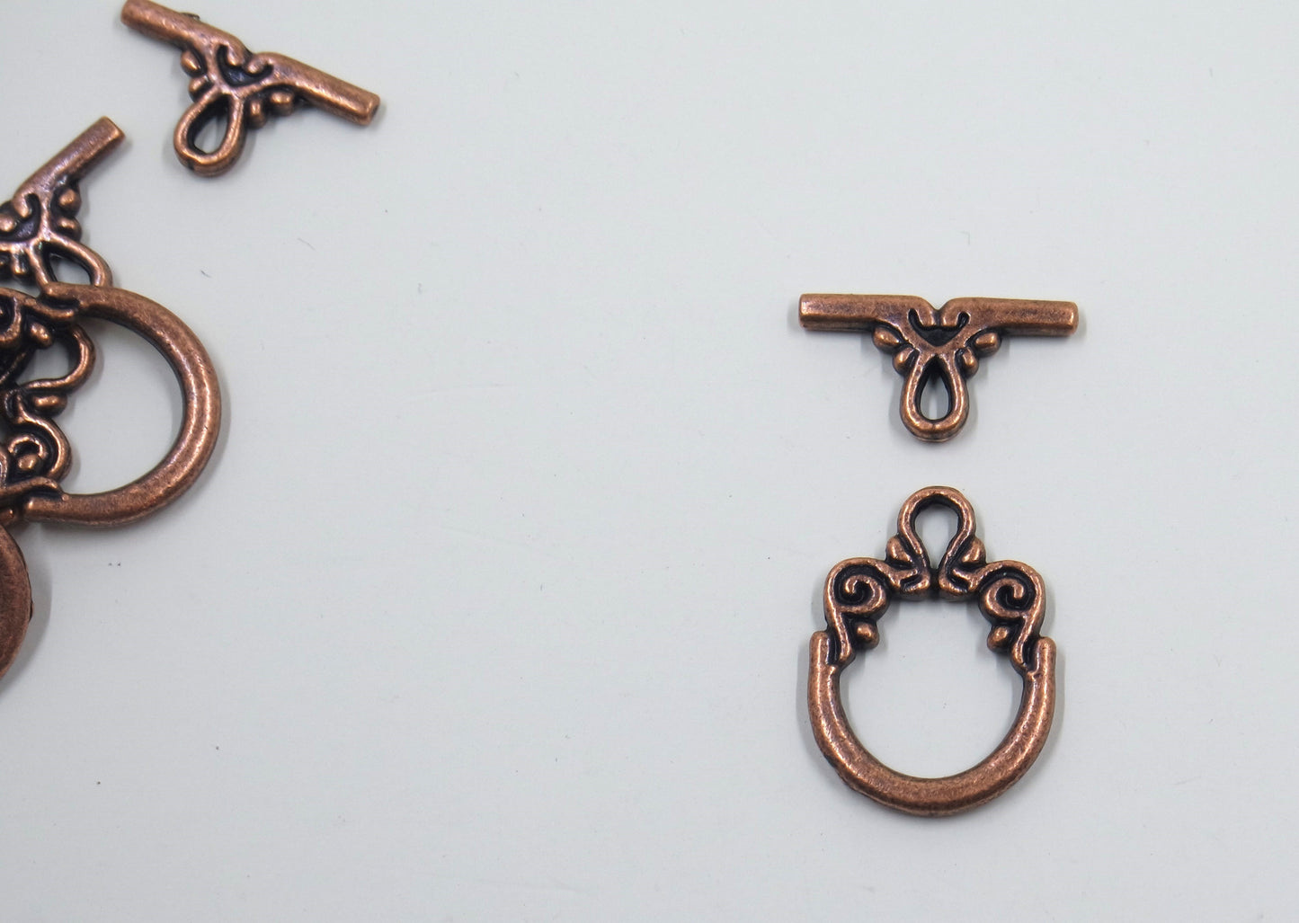 Vine Scroll Swirl Toggle Clasp Antique Copper Tone
