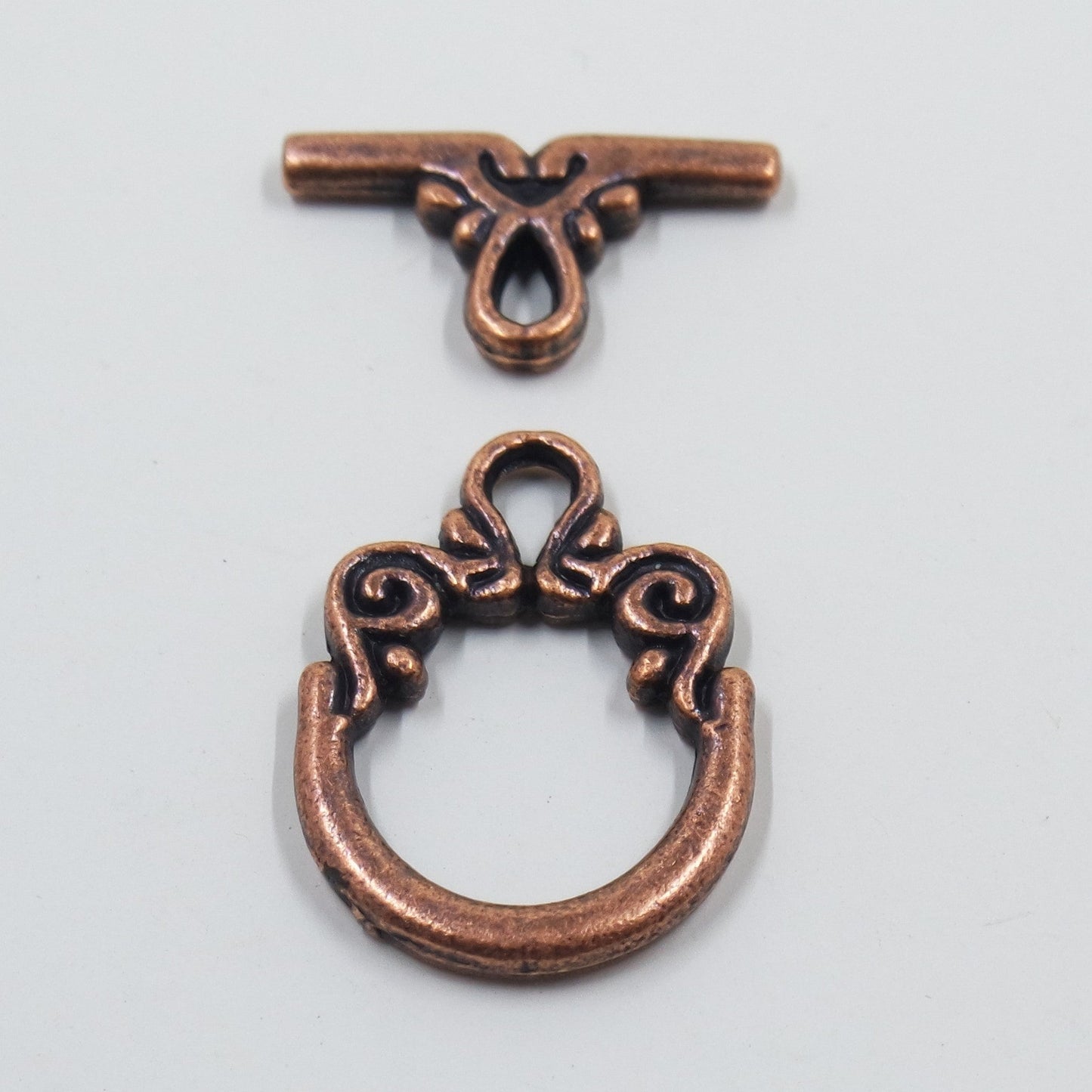 Vine Scroll Swirl Toggle Clasp Antique Copper Tone