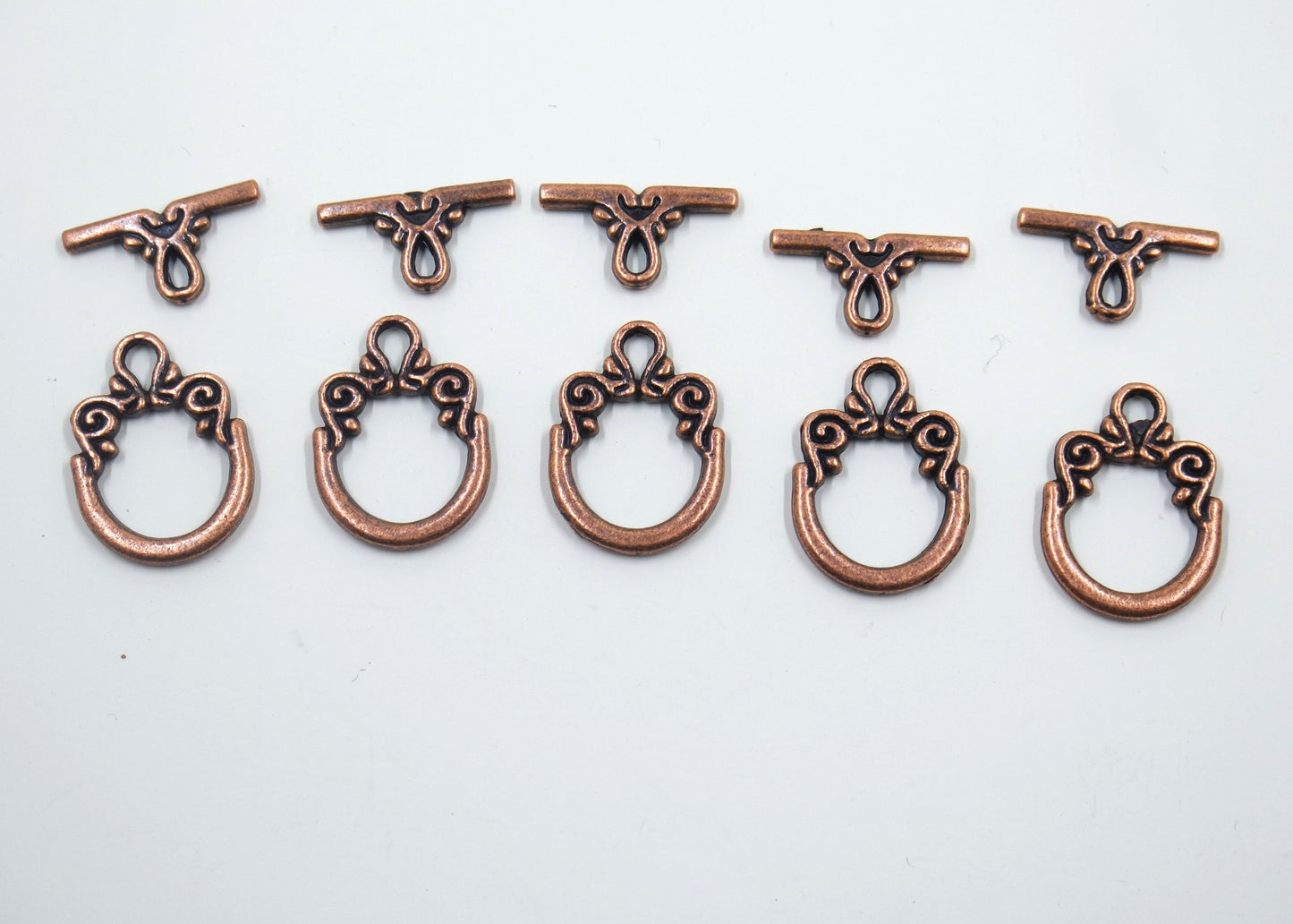Vine Scroll Swirl Toggle Clasp Antique Copper Tone