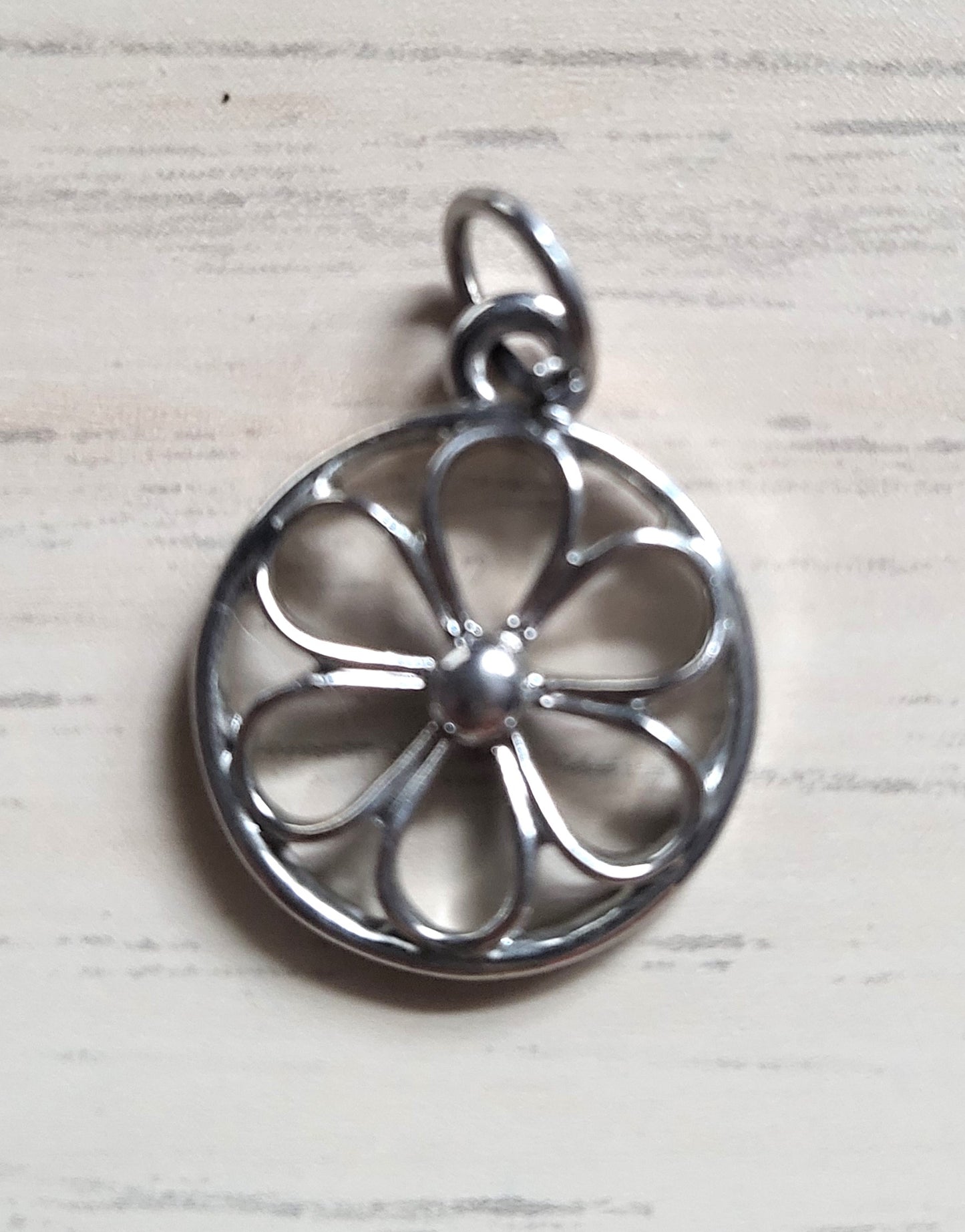 3 Silver Pendants Swirl Flower People Charms