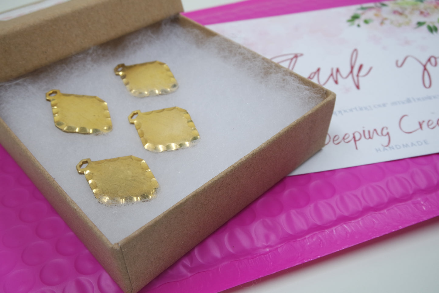 brass hammered diamond jewelry finding charm pendant embellishment