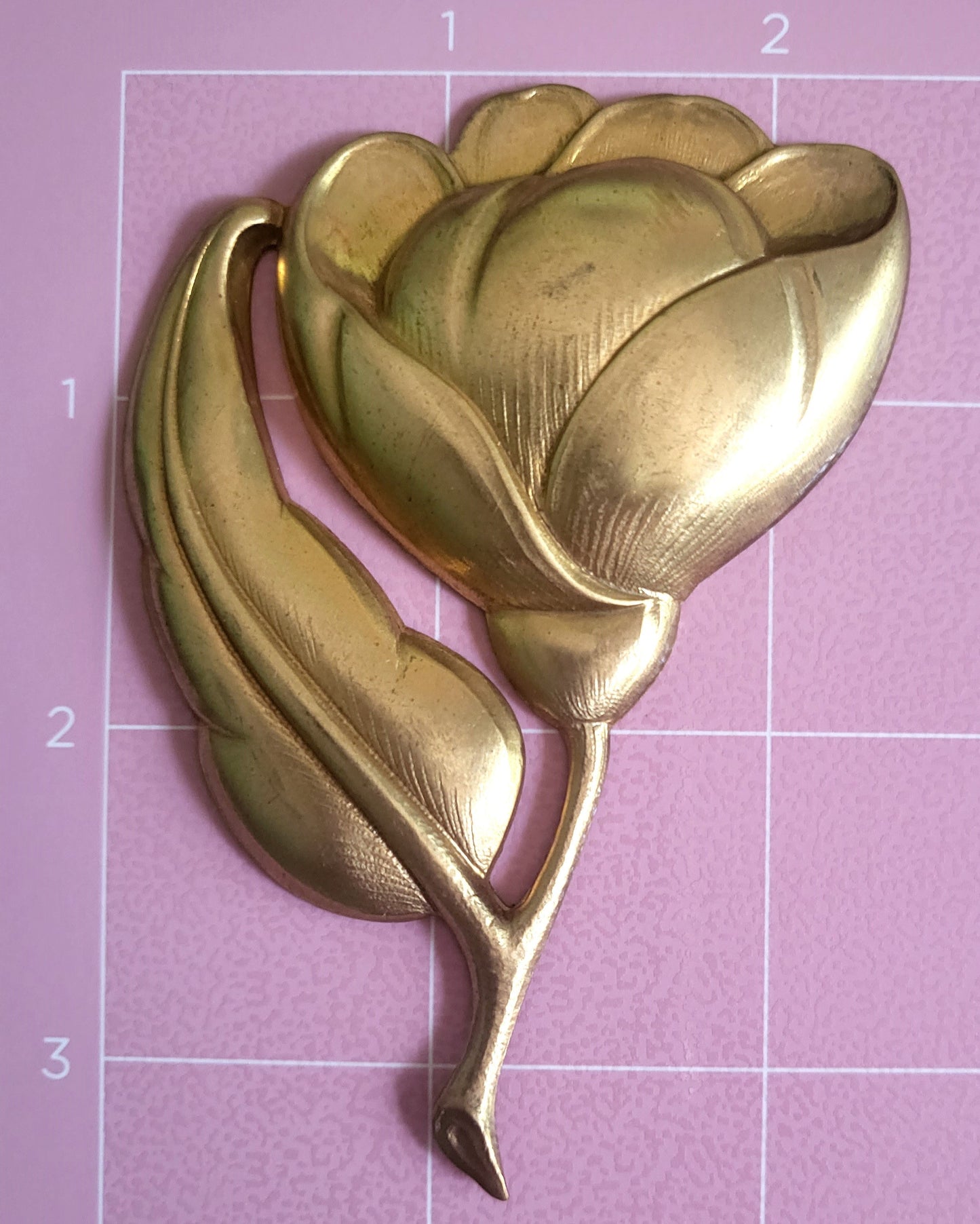 Large Gold Brass Rose Flower Jewelry Finding Embellishment