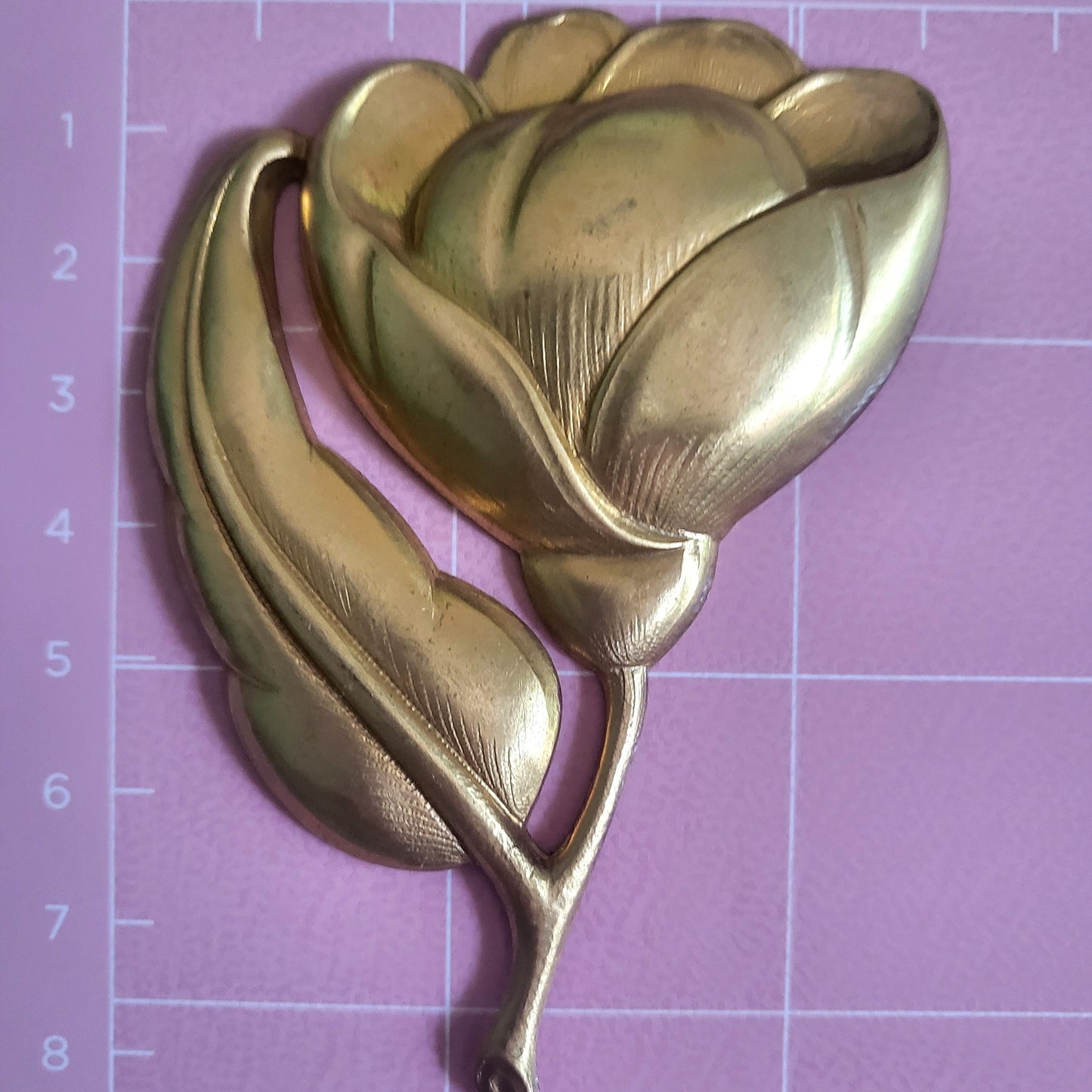 Large Gold Brass Rose Flower Jewelry Finding Embellishment