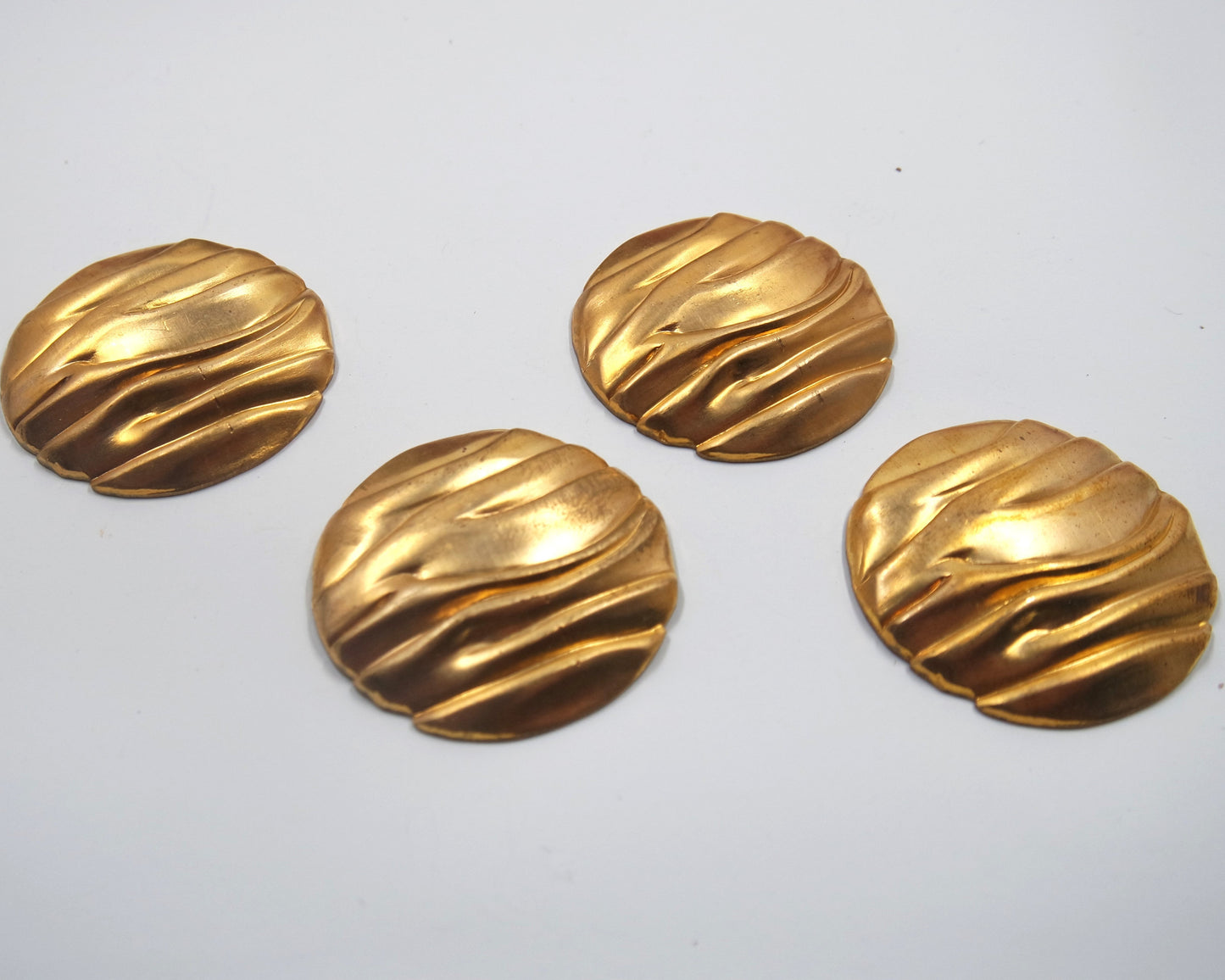 brass gold stamped textured ripple circle jewelry finding embellishment