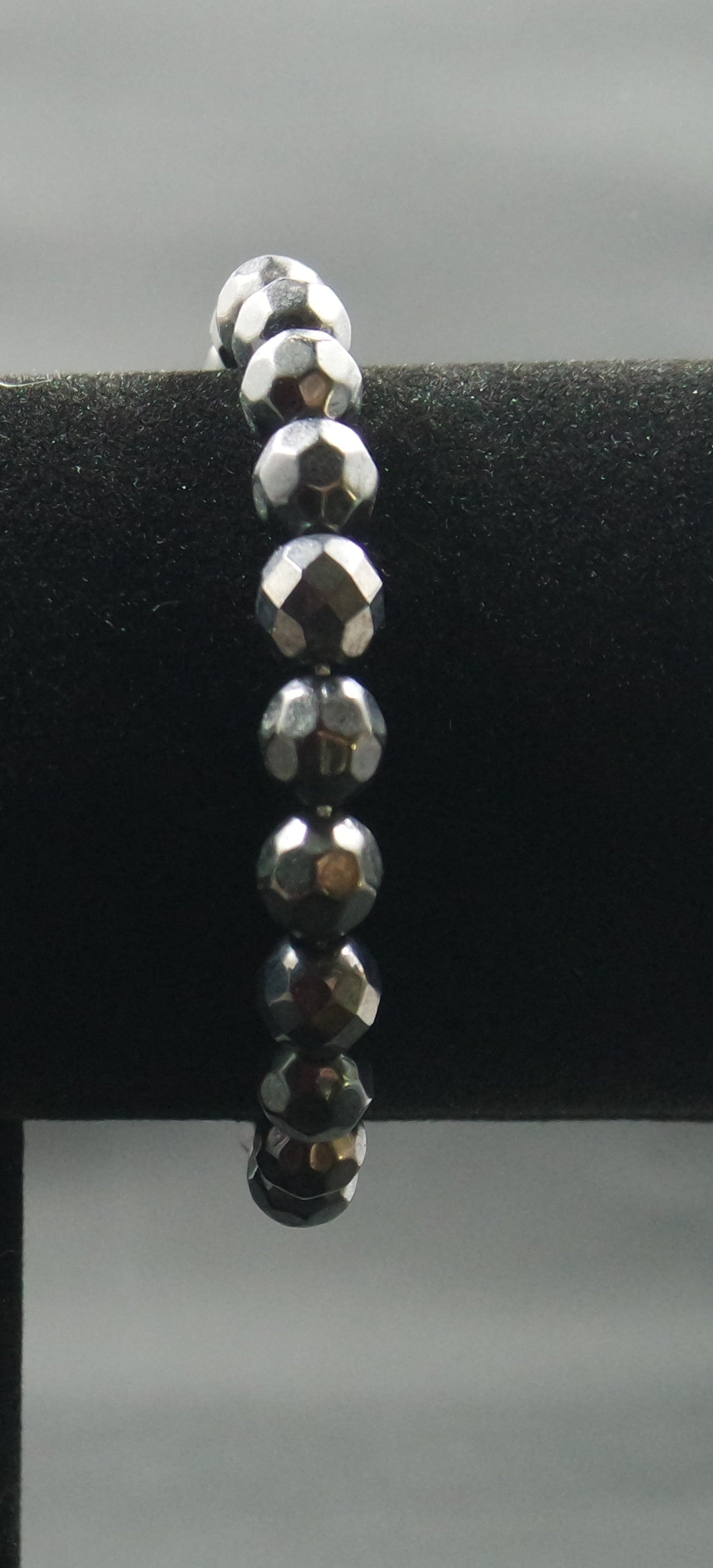 Adjustable Beaded Bracelet Grey Czech Glass