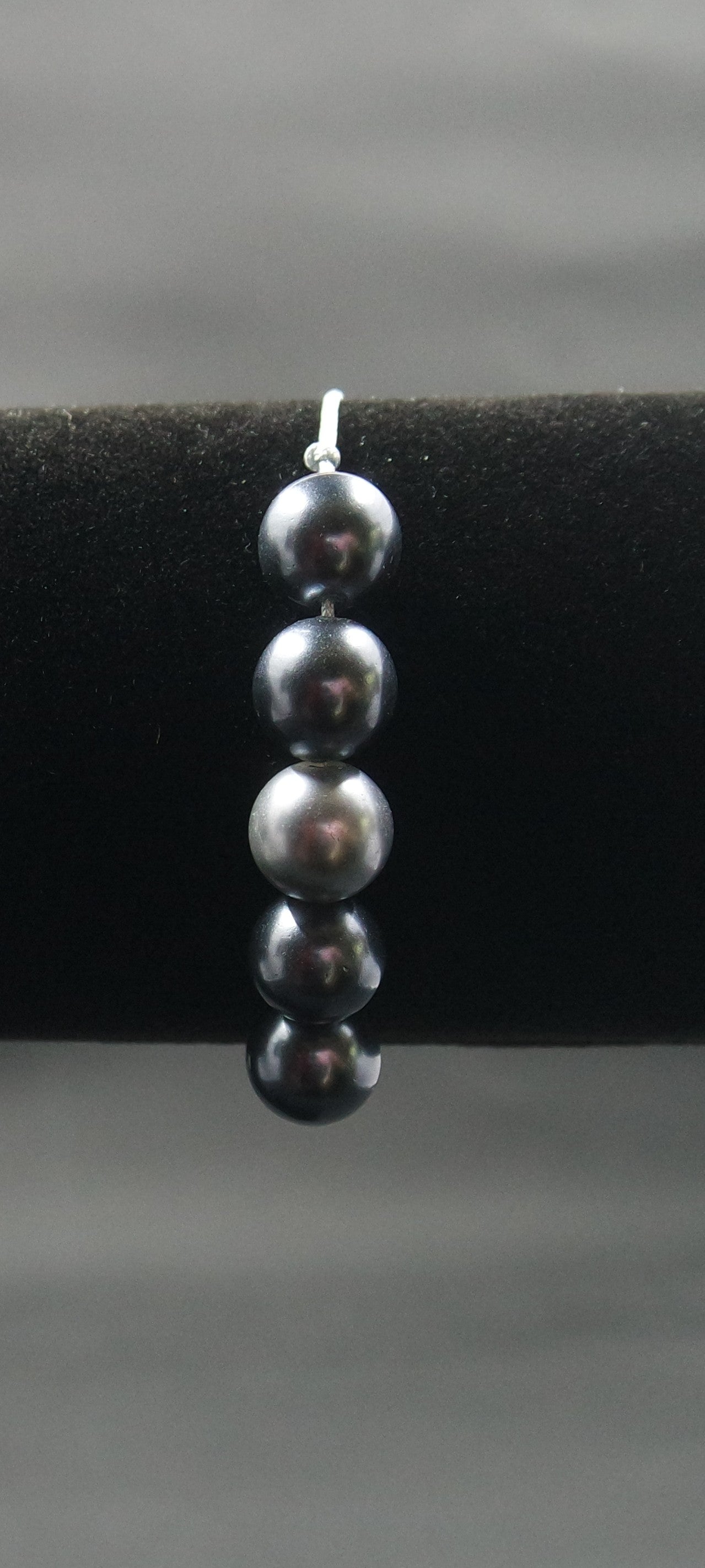 Adjustable Beaded Bracelet Grey Faux Pearl