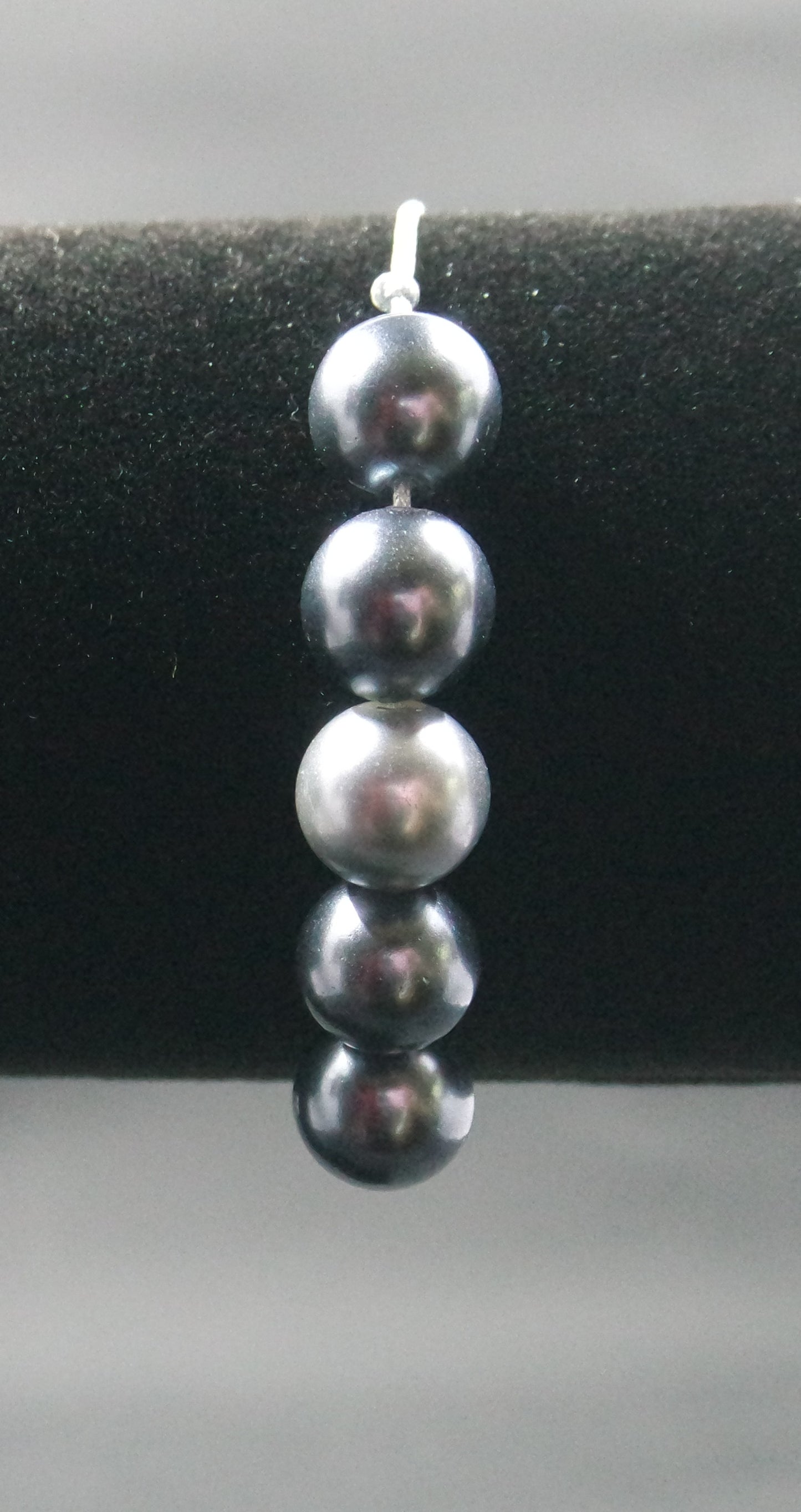 Adjustable Beaded Bracelet Grey Faux Pearl