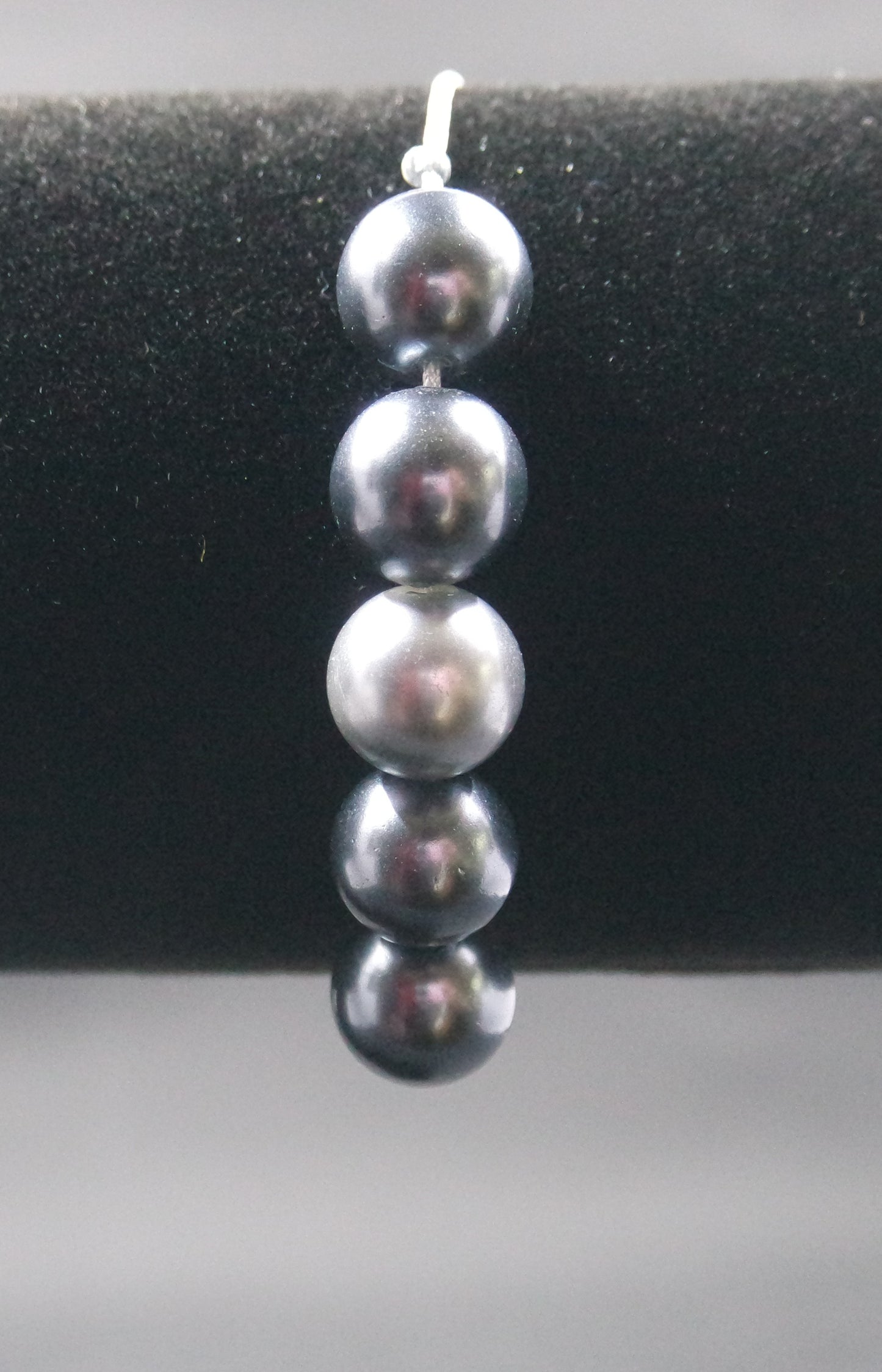 Adjustable Beaded Bracelet Grey Faux Pearl