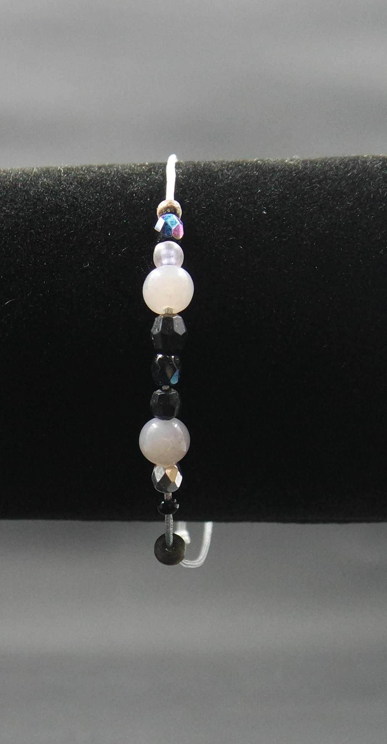 Adjustable Beaded Bracelet Grey Mixed Petite Beads