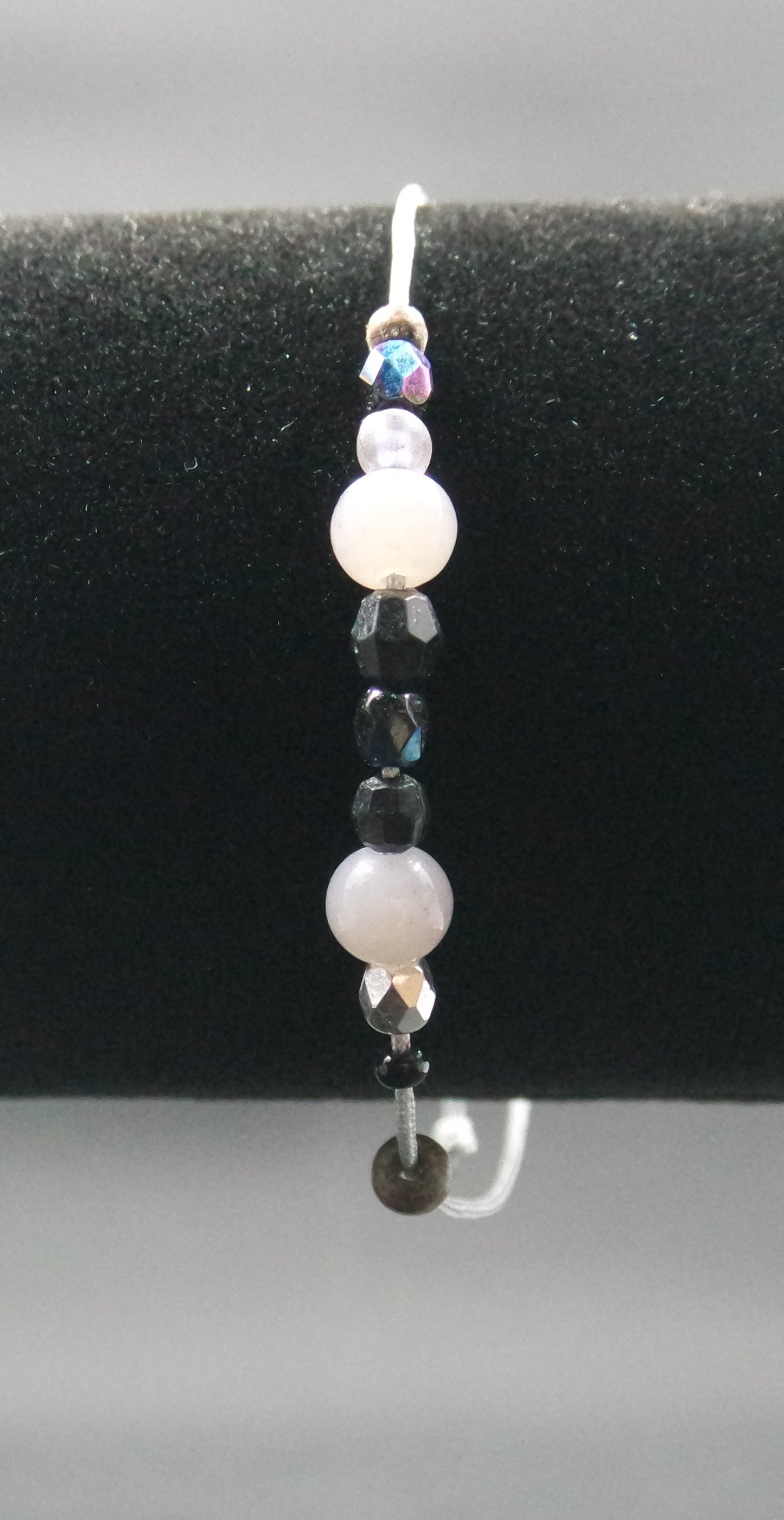 Adjustable Beaded Bracelet Grey Mixed Petite Beads