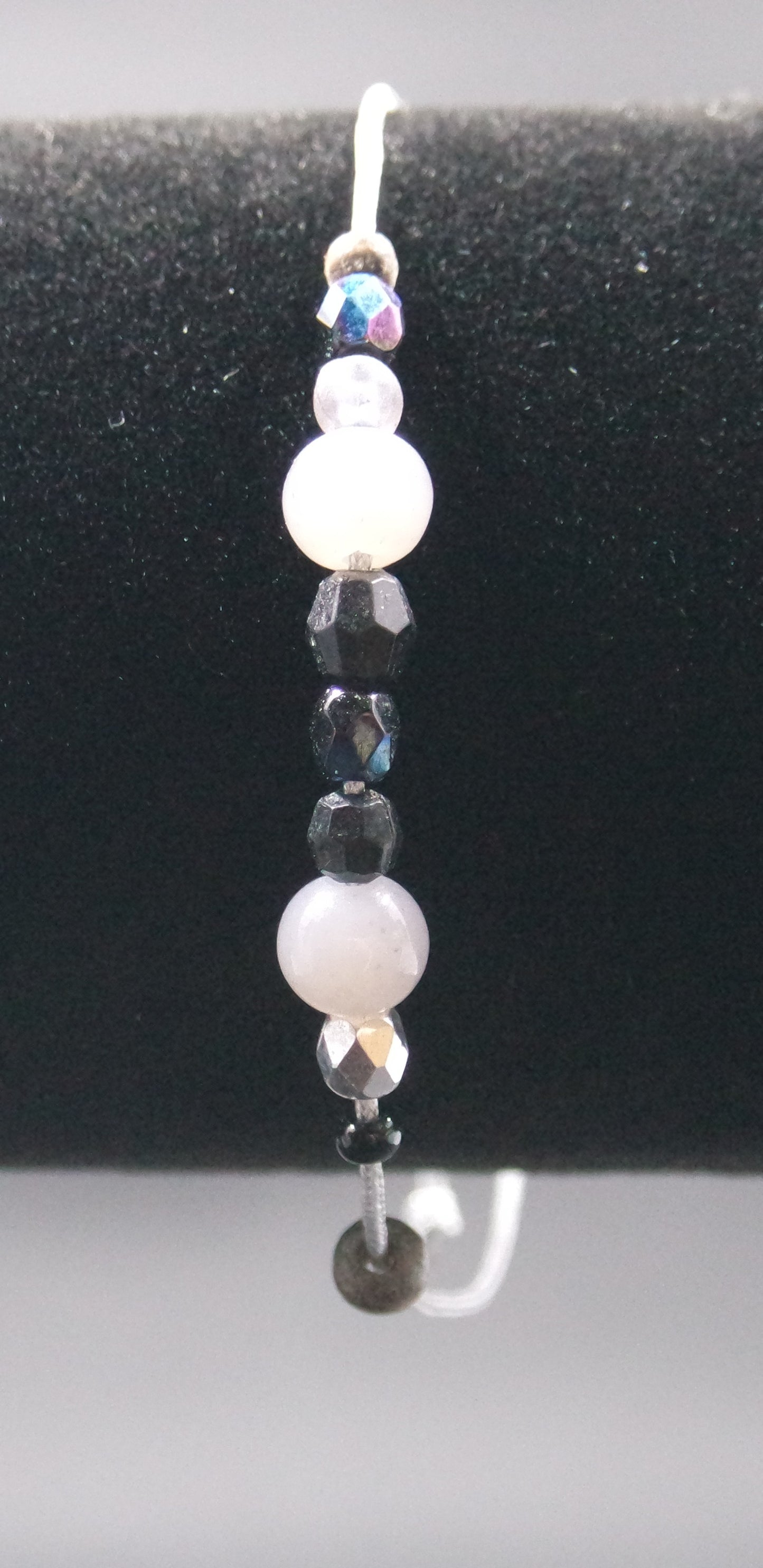 Adjustable Beaded Bracelet Grey Mixed Petite Beads