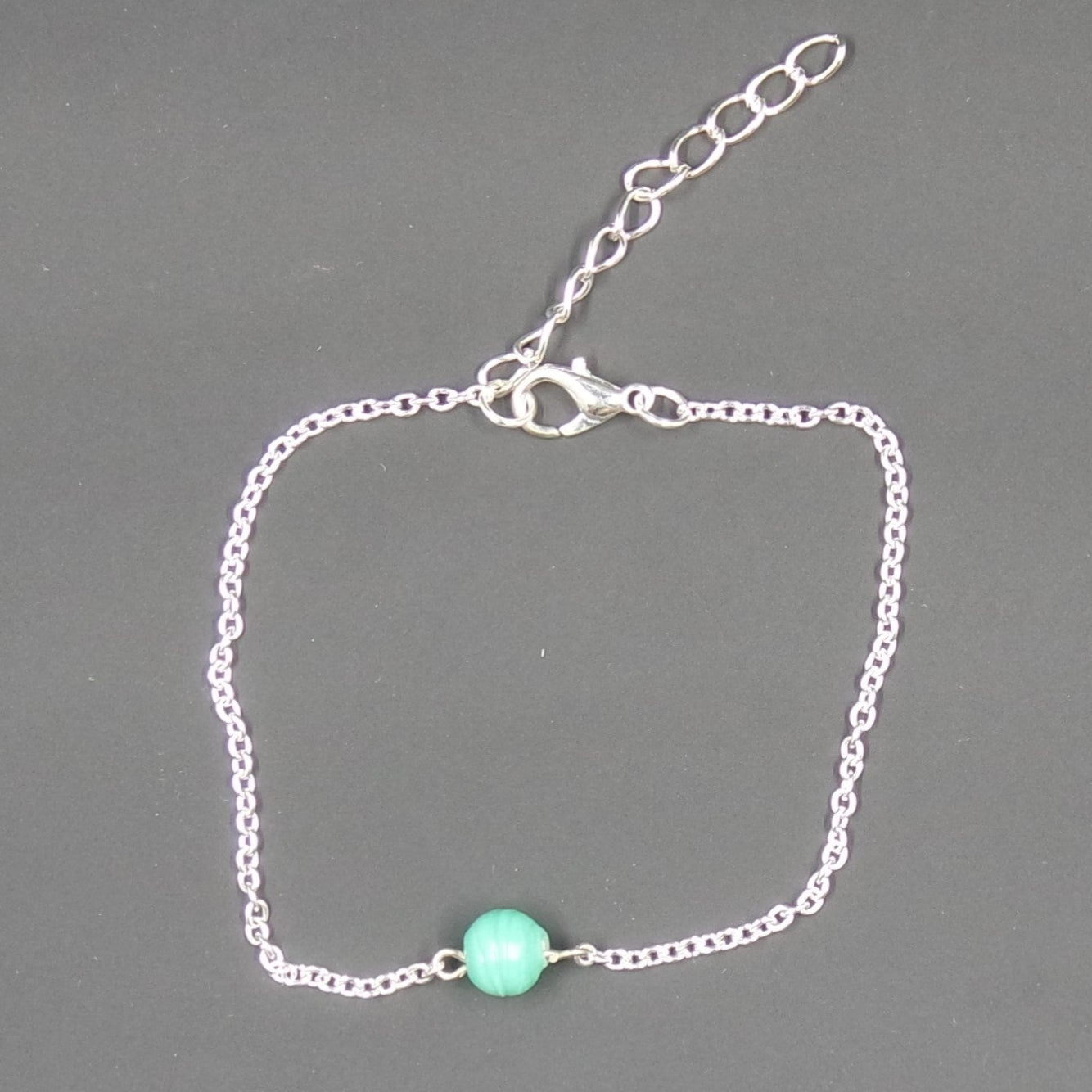 Minimalist Turquoise Bead Silver Bracelet