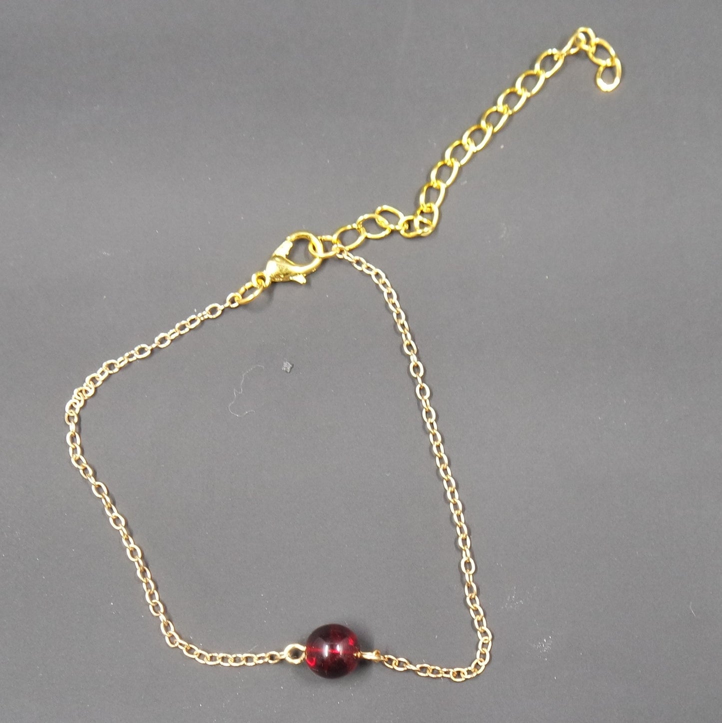 Elegant Red Bead Gold Chain Adjustable Bracelet