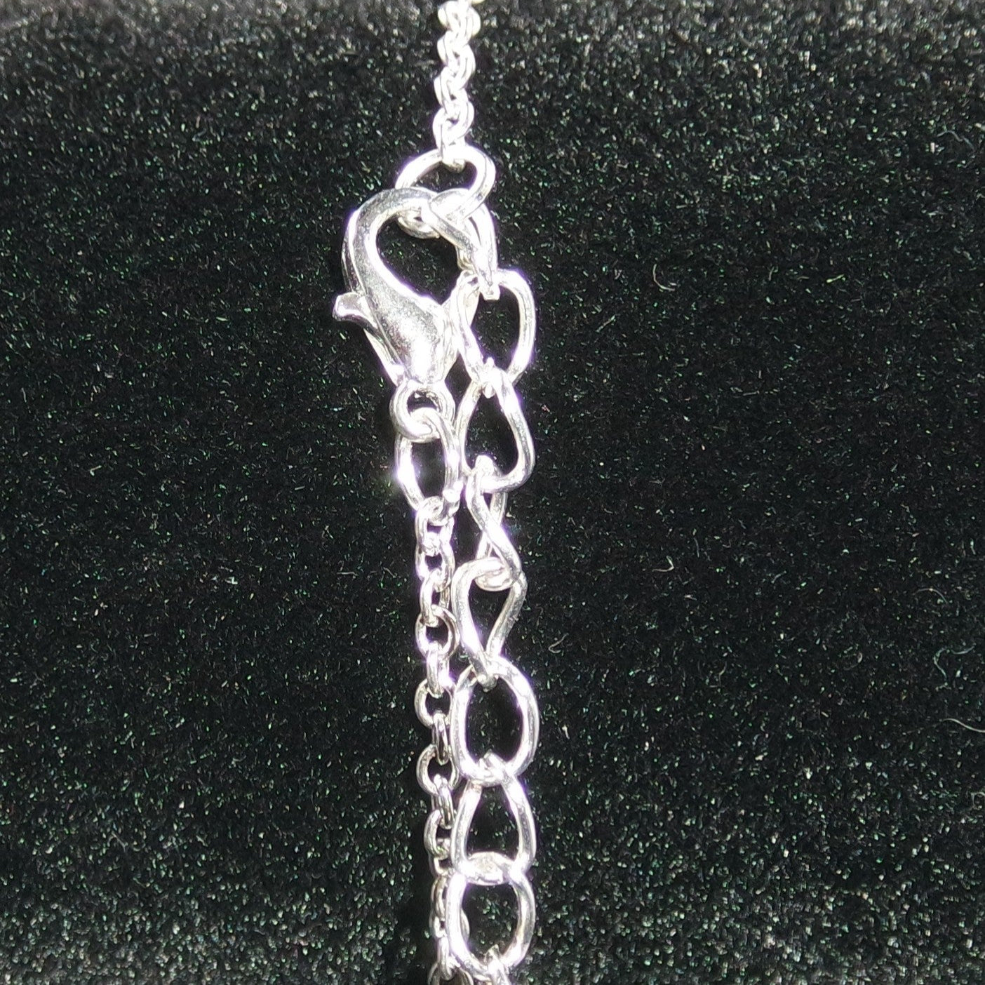 Clear Glass Bead Charm Bar Silver Chain Bracelet