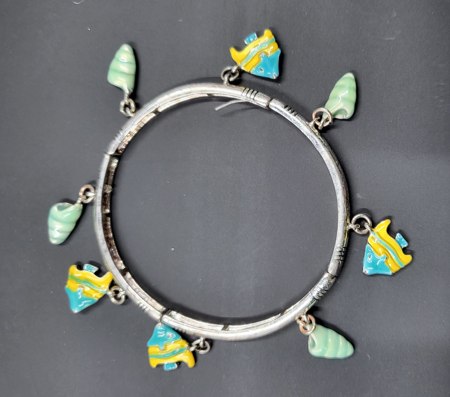Stretch Bracelets Bangles Fish Shells Beach Sealife Charms Set of 2