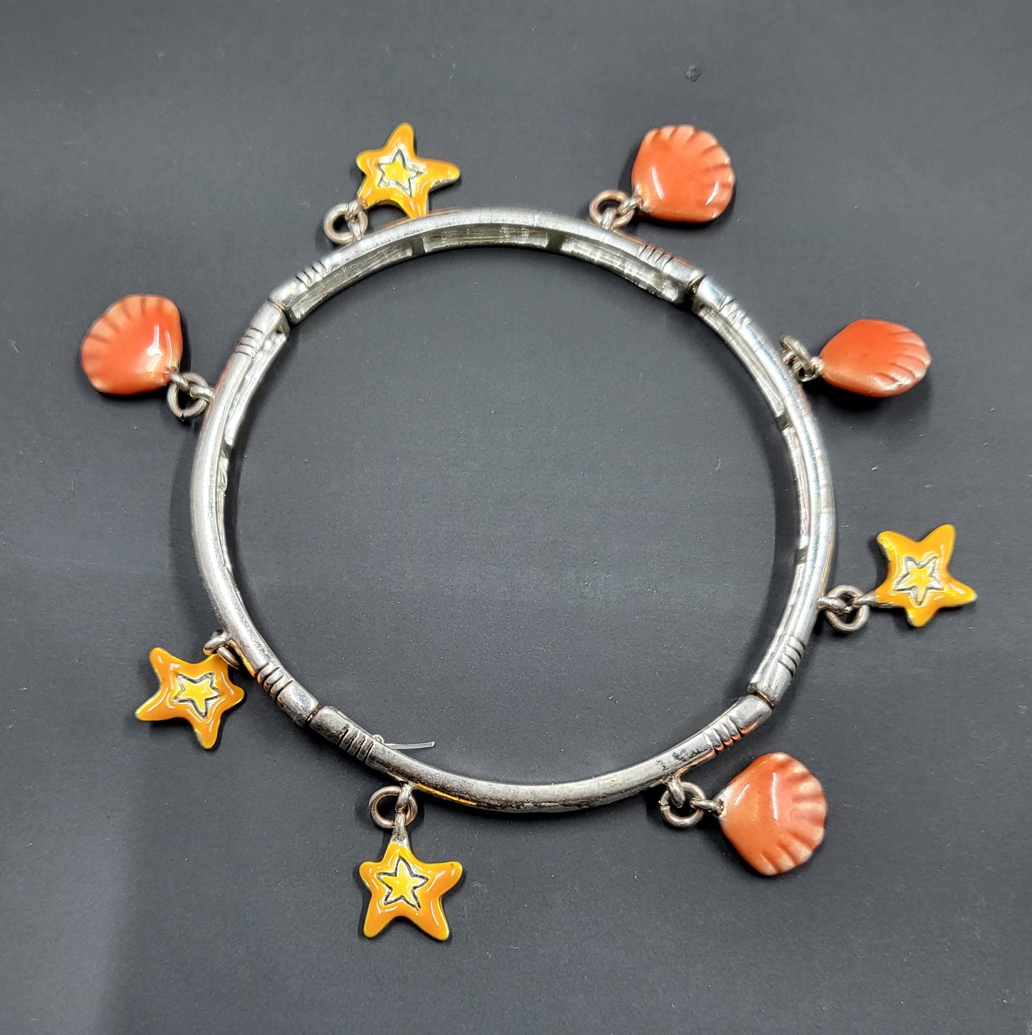 Stretch Bracelets Bangles Fish Shells Beach Sealife Charms Set of 2