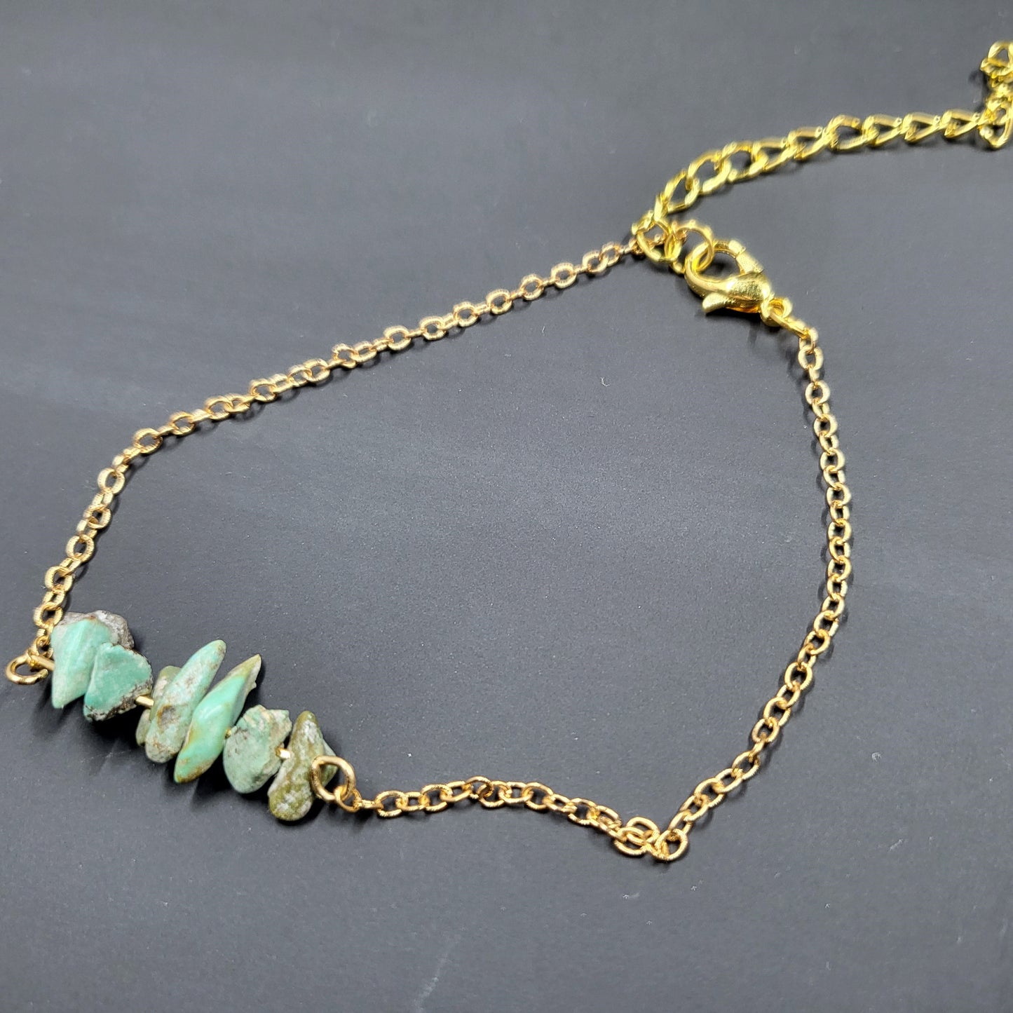 Turquoise Stone Beaded Minimalist Gold Chain Bracelet