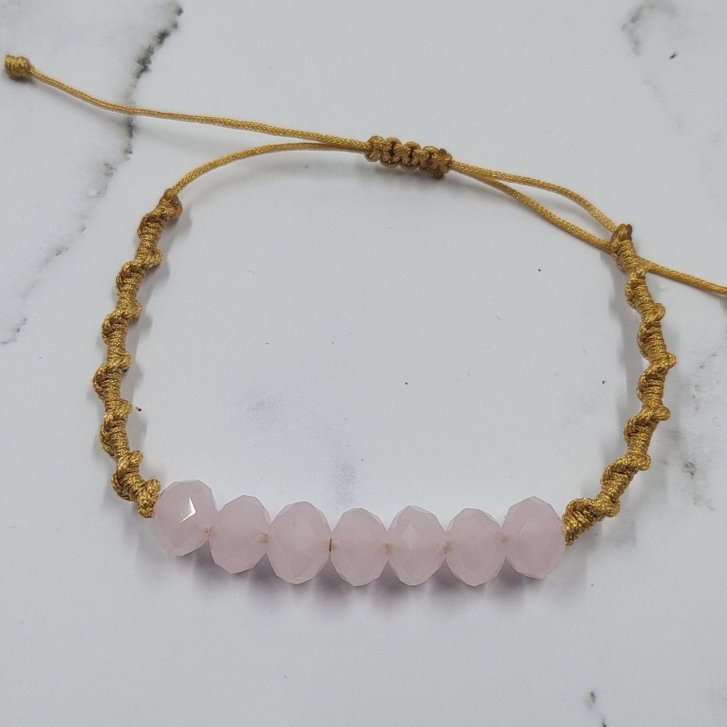 Pastel Beads Pink Blue Green Macrame Cord Knotted Bracelet Set