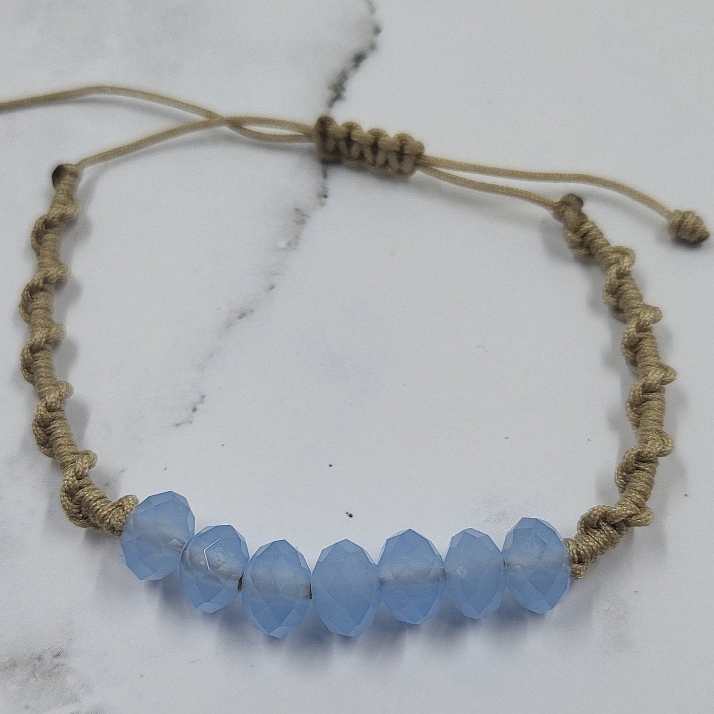 Pastel Beads Pink Blue Green Macrame Cord Knotted Bracelet Set