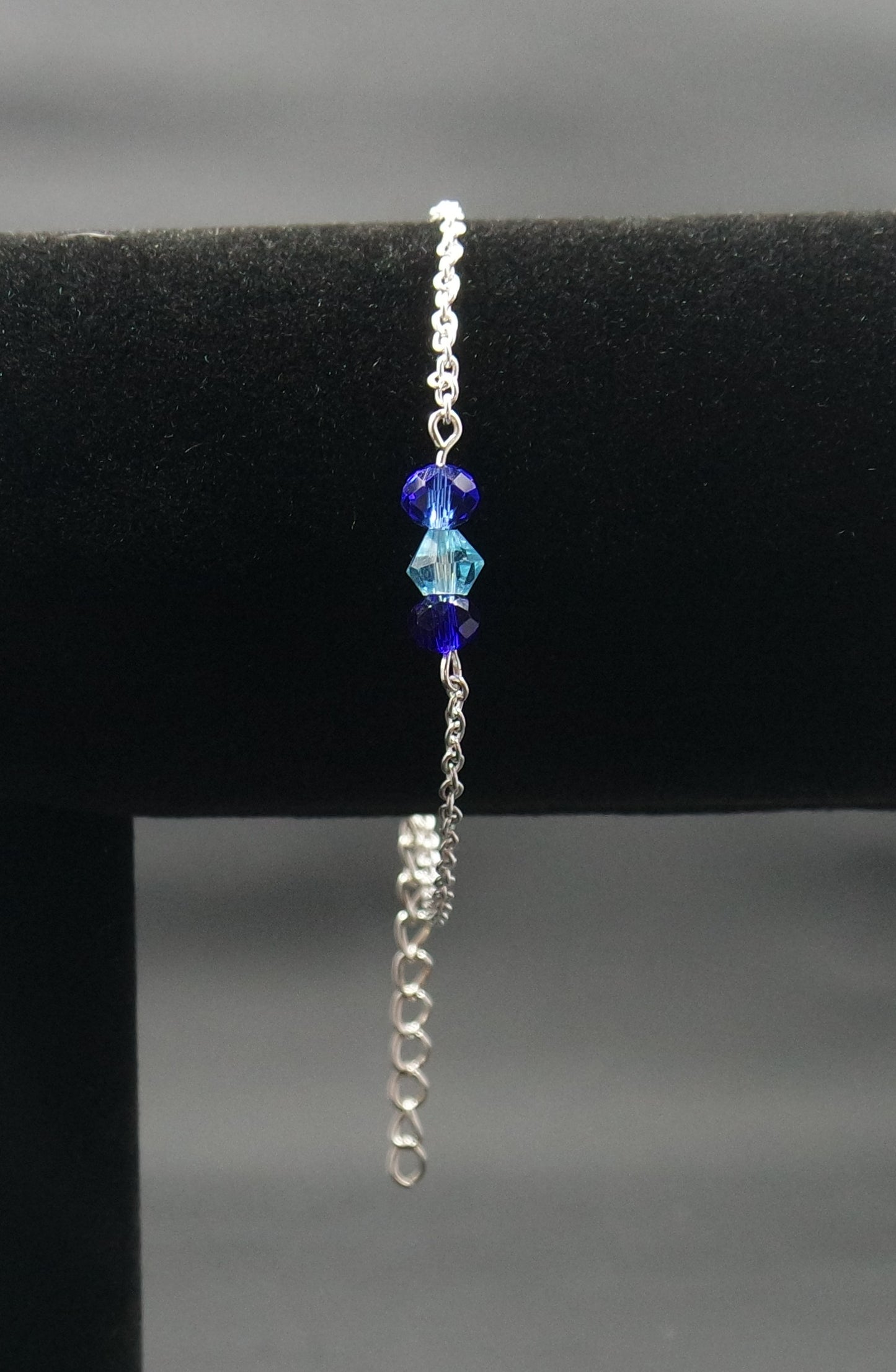 Blue Sparkle Bead Silver Bracelet