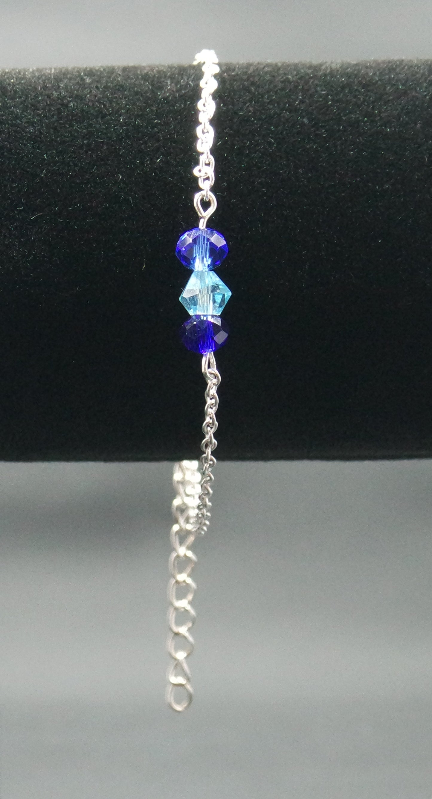 Blue Sparkle Bead Silver Bracelet